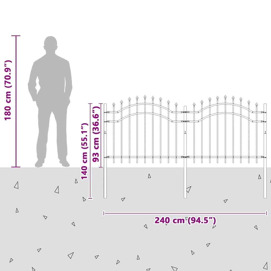vidaXL Φράχτης Κήπου Λευκό 140 cm Ατσάλι με Επικάλυψη Πούδρας