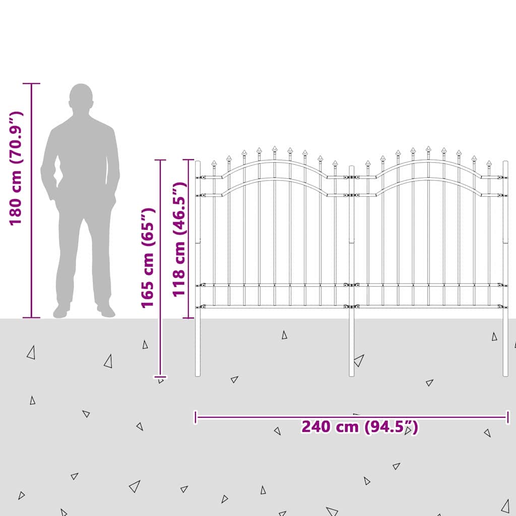vidaXL Φράχτης Κήπου Λευκό 165 cm Ατσάλι με Επικάλυψη Πούδρας