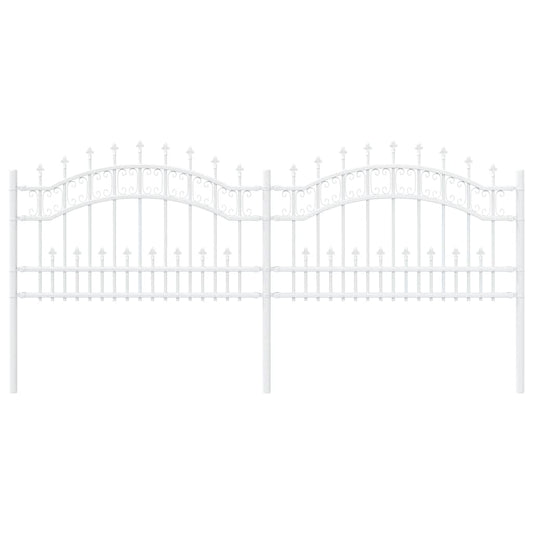 vidaXL Φράχτης κήπου Λευκό 115 cm Ατσάλι με Επικάλυψη Πούδρας