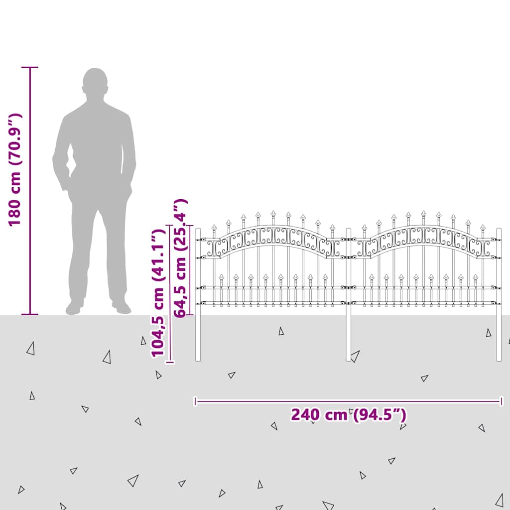 vidaXL Φράχτης κήπου Λευκό 115 cm Ατσάλι με Επικάλυψη Πούδρας