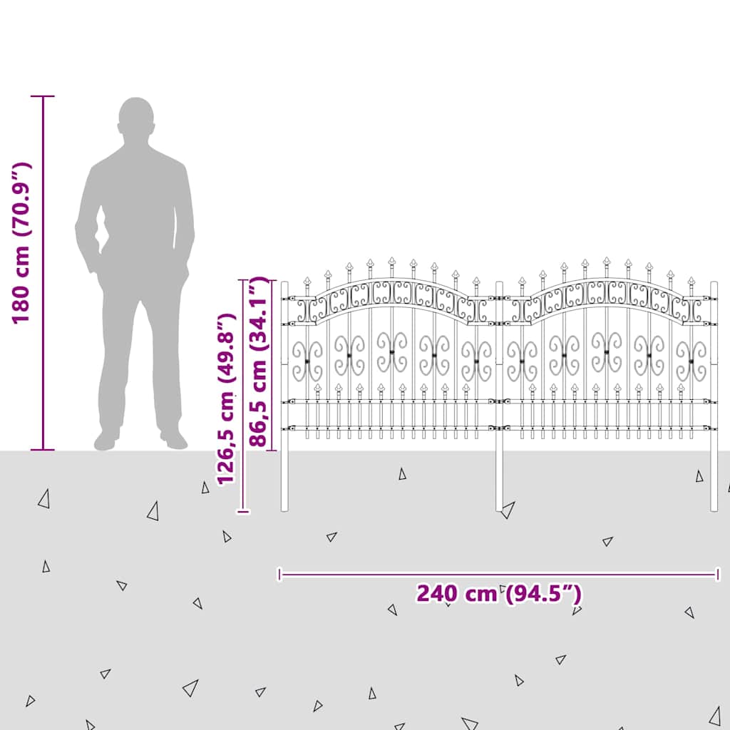 vidaXL Φράχτης κήπου Λευκό 140 cm Ατσάλι με Επικάλυψη Πούδρας