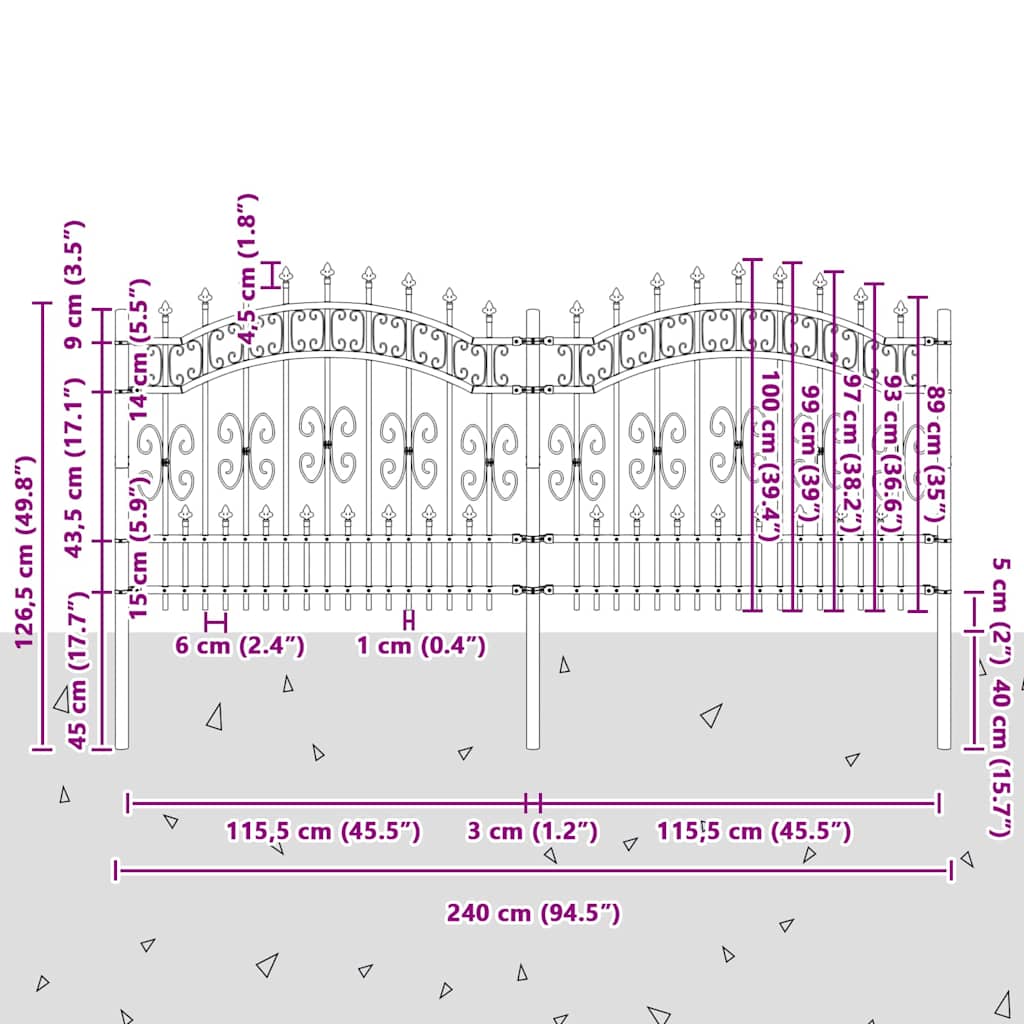vidaXL Φράχτης κήπου Λευκό 140 cm Ατσάλι με Επικάλυψη Πούδρας