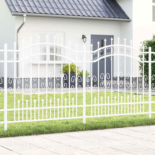 vidaXL Φράχτης κήπου Λευκό 165 cm Ατσάλι με Επικάλυψη Πούδρας