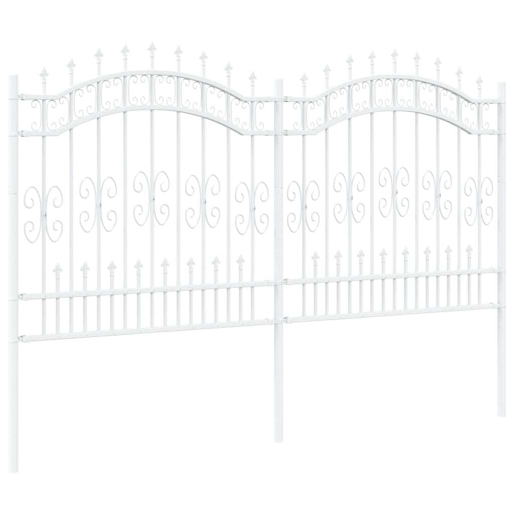 vidaXL Φράχτης κήπου Λευκό 165 cm Ατσάλι με Επικάλυψη Πούδρας