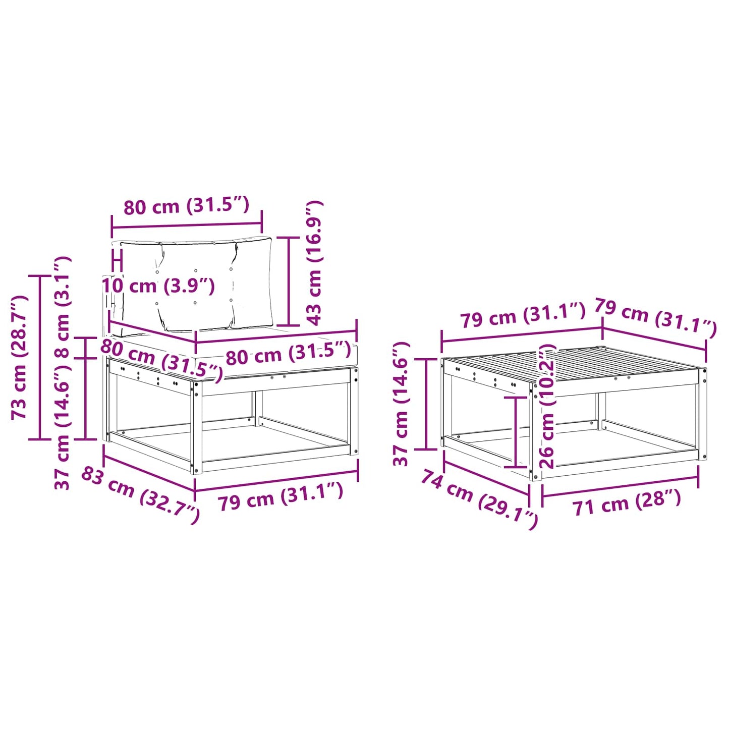 vidaXL Σειρά Καναπέ Εξωτερικού 6 τμχ. Λευκό και Κρεμ