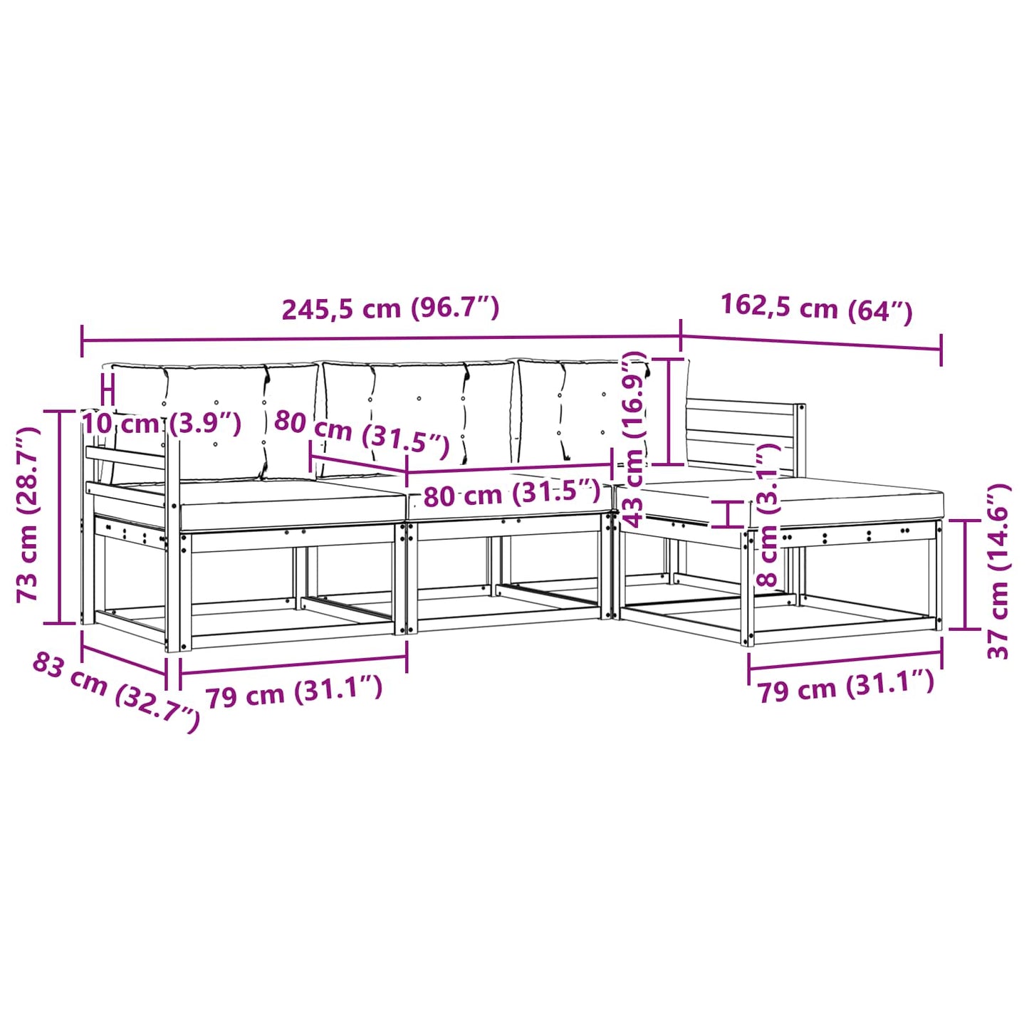 vidaXL Σειρά Καναπέ Εξωτερικού 4 pcs Λευκό και Κρεμ Πολυεστέρας