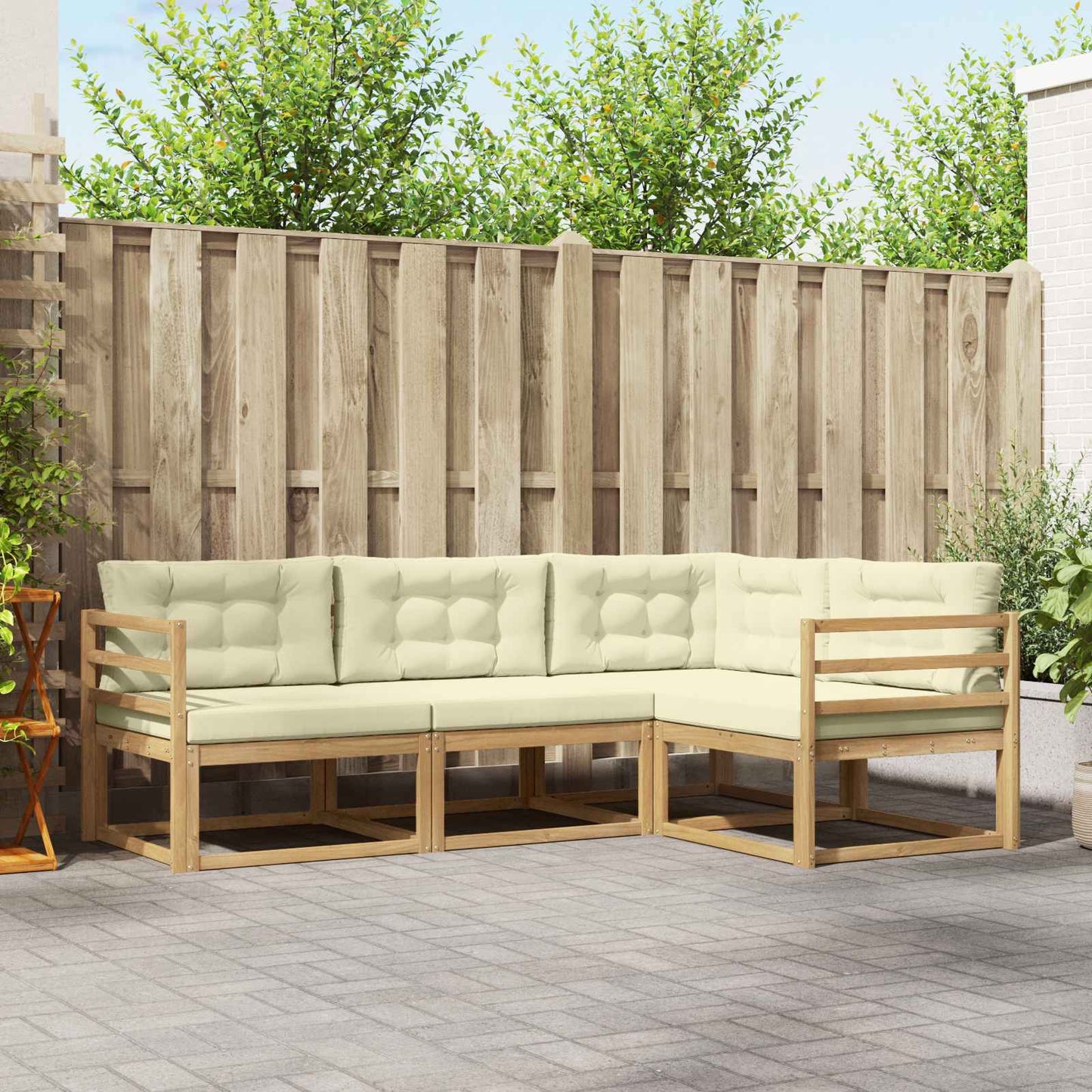 vidaXL Σειρά Καναπέ Εξωτερικού 3 pcs Λευκό και Κρεμ Πολυεστέρας