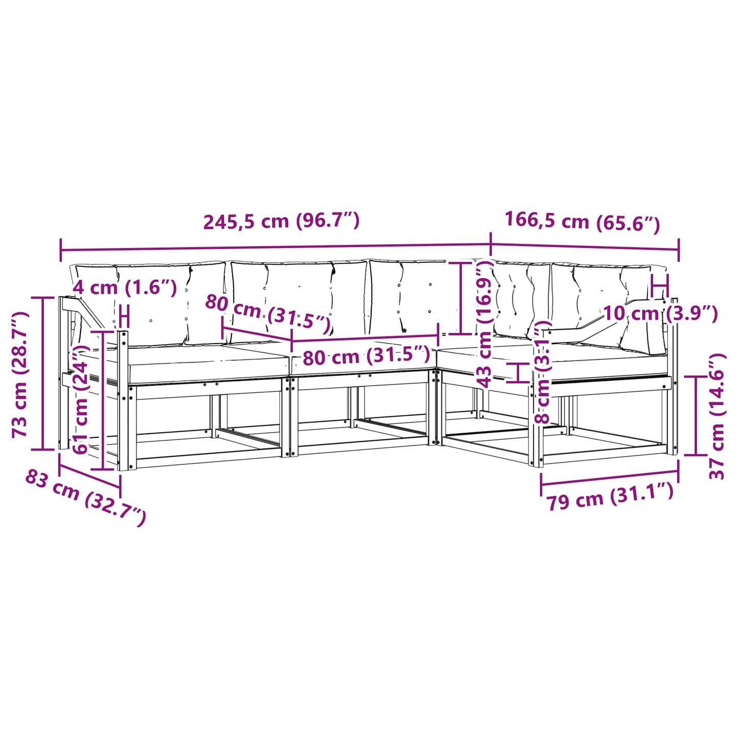 vidaXL Σειρά Καναπέ Εξωτερικού 3 pcs Λευκό και Κρεμ Πολυεστέρας