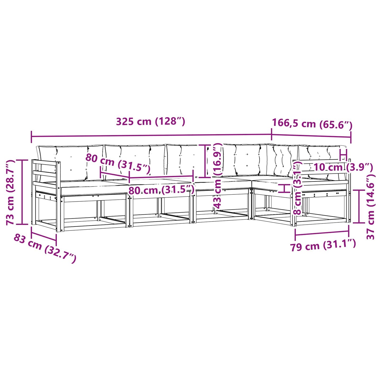 vidaXL Σειρά Καναπέ Εξωτερικού 4 pcs Λευκό και Κρεμ Πολυεστέρας