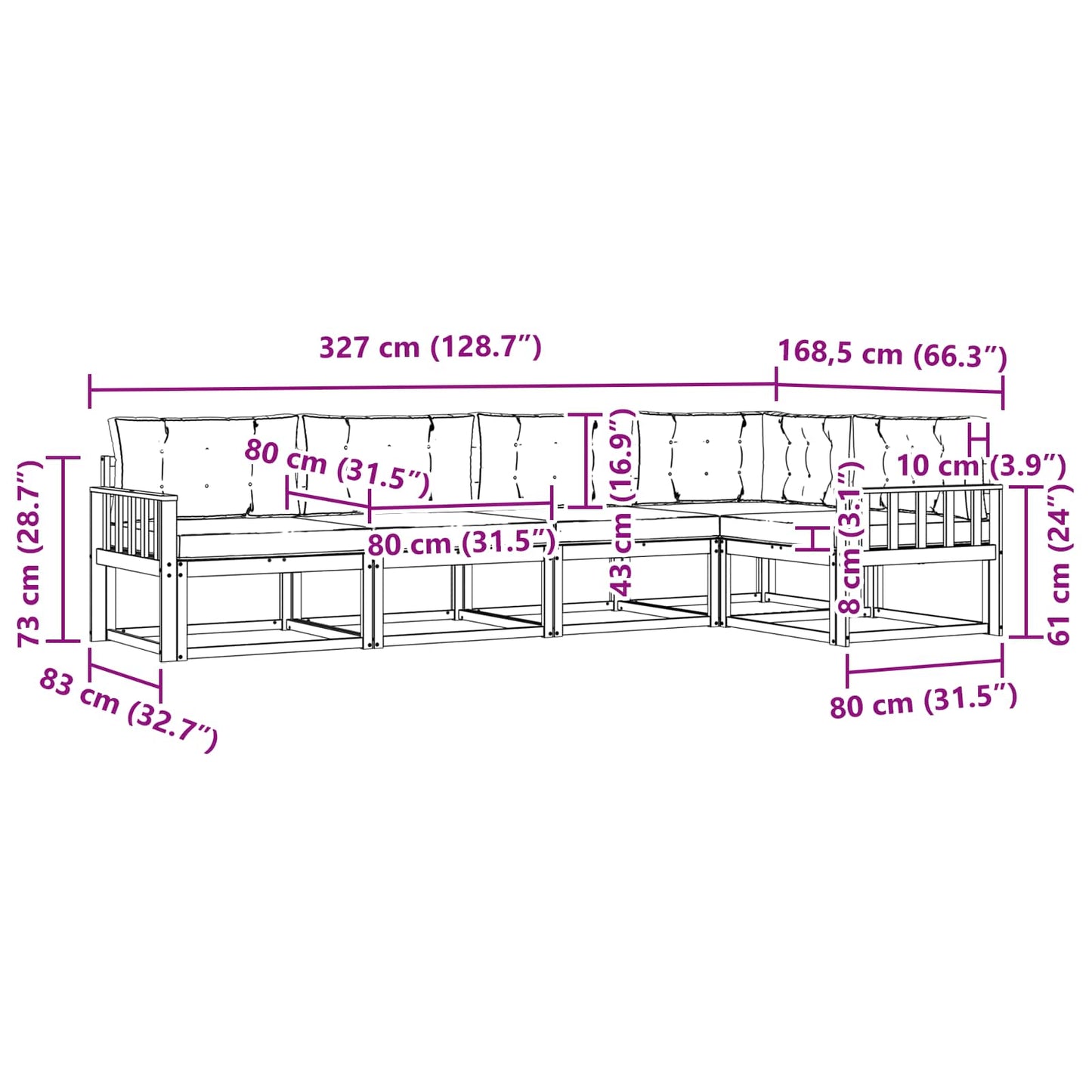 vidaXL Σειρά Καναπέ Εξωτερικού 4 pcs Λευκό και Κρεμ Πολυεστέρας