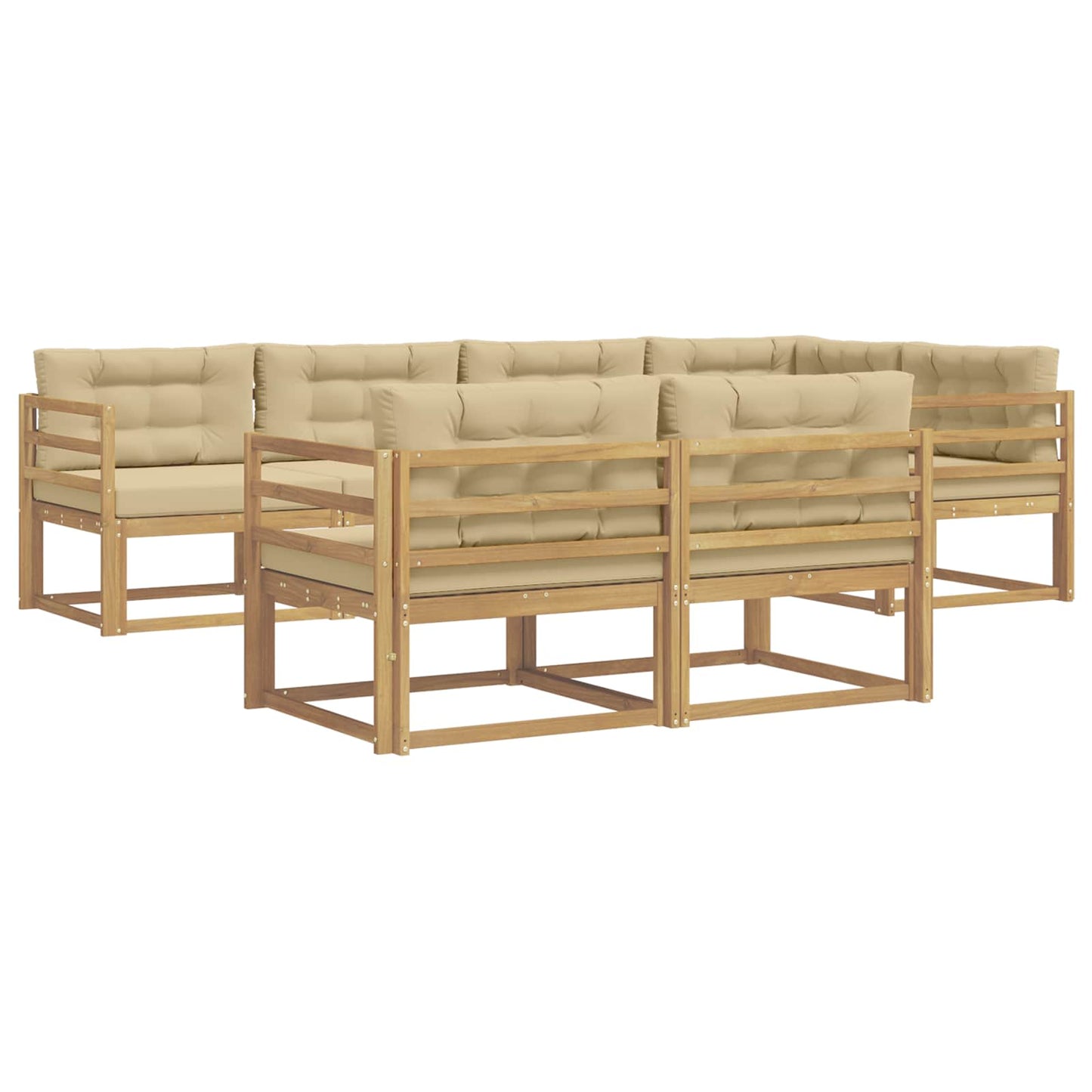 vidaXL Σειρά Καναπέ Εξωτερικού 6 τμχ. Λευκό και Μπεζ Πολυεστέρας