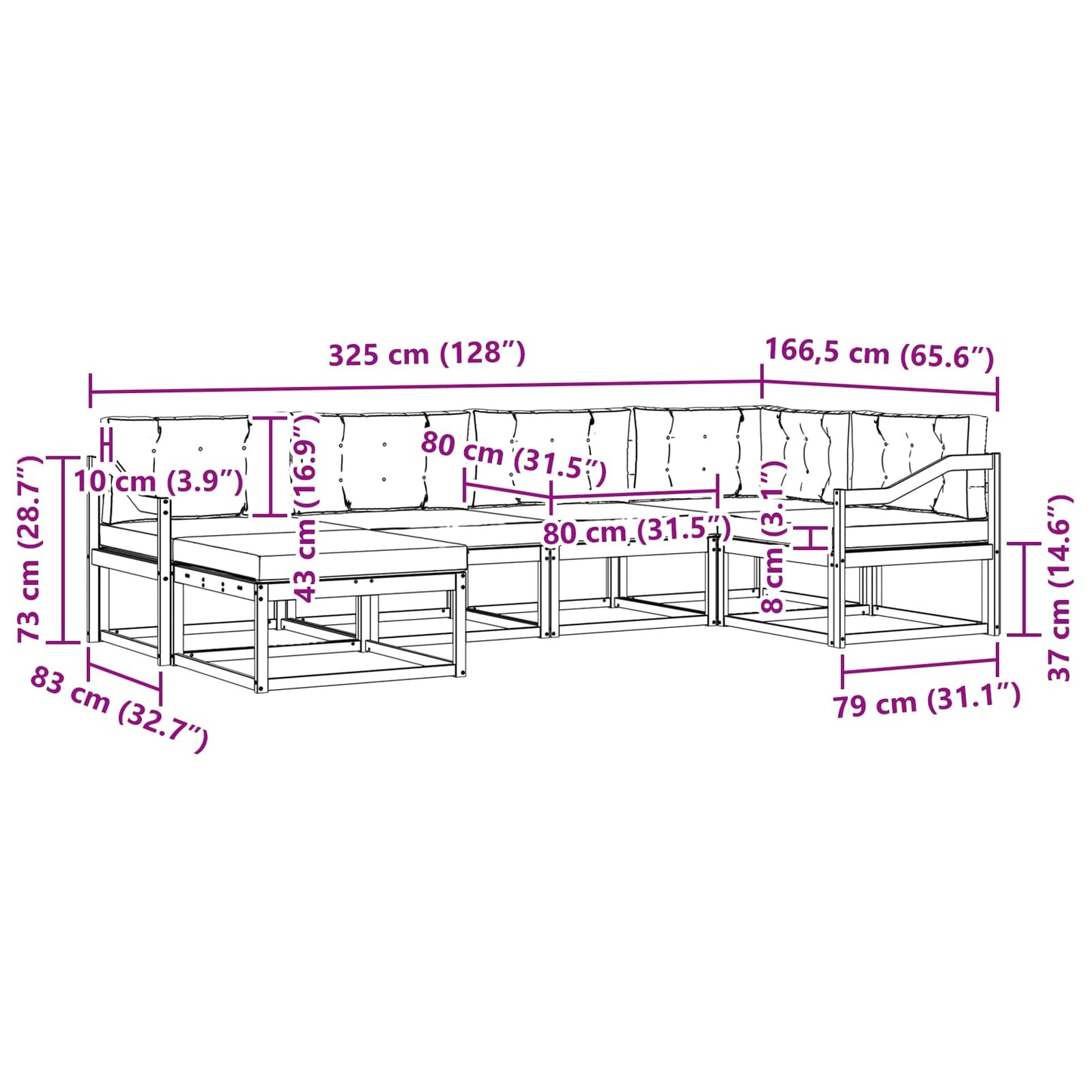 vidaXL Σειρά Καναπέ Εξωτερικού 5 pcs Λευκό και Κρεμ Πολυεστέρας