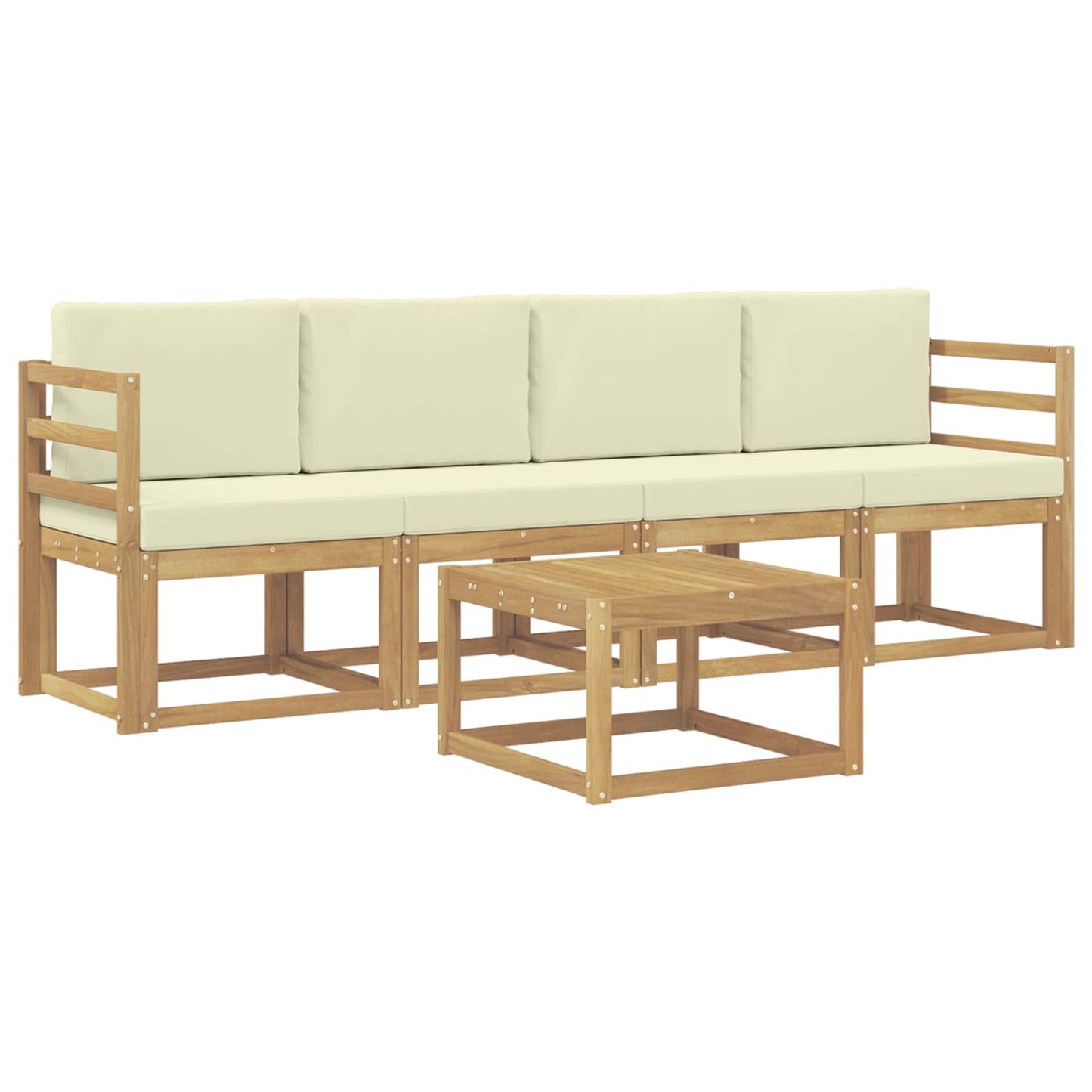 vidaXL Σειρά Καναπέ Εξωτερικού με μαξιλάρι 5 pcs Λευκό και Κρεμ