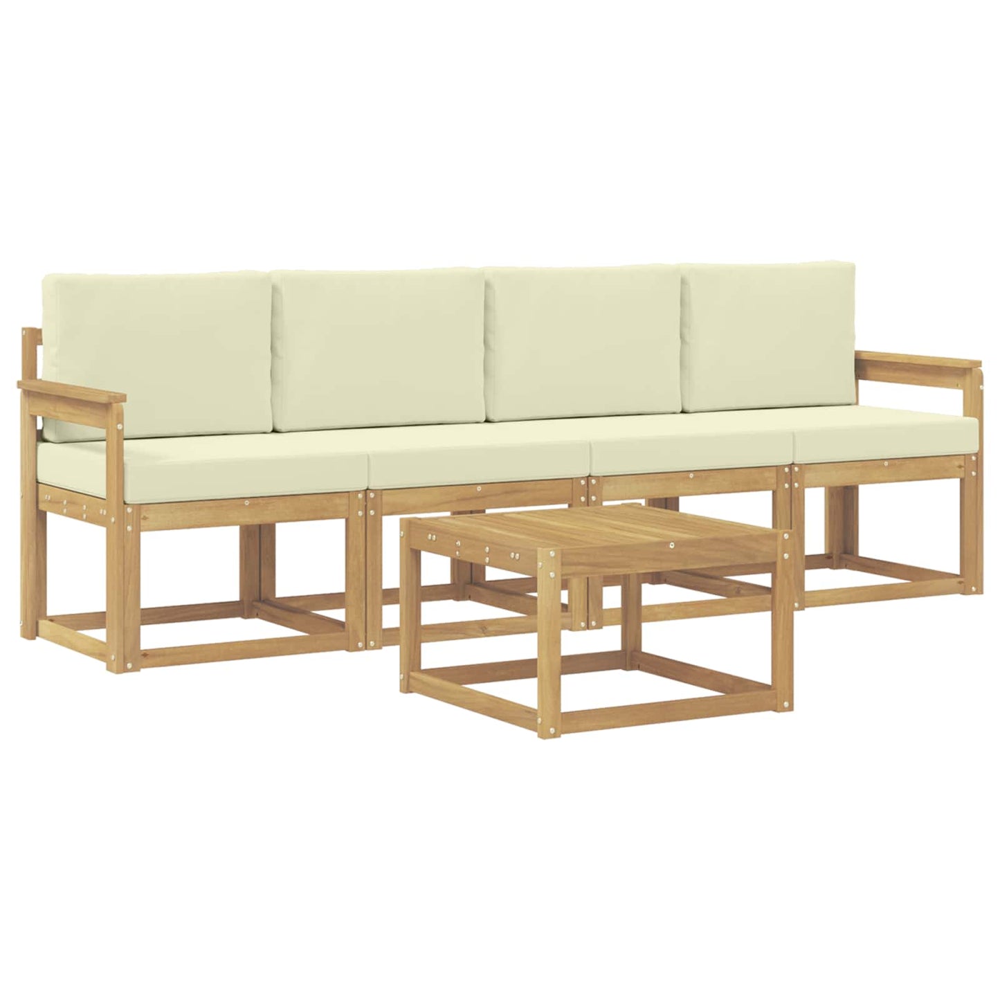 vidaXL Σειρά Καναπέ Εξωτερικού με μαξιλάρι 5 pcs Λευκό και Κρεμ