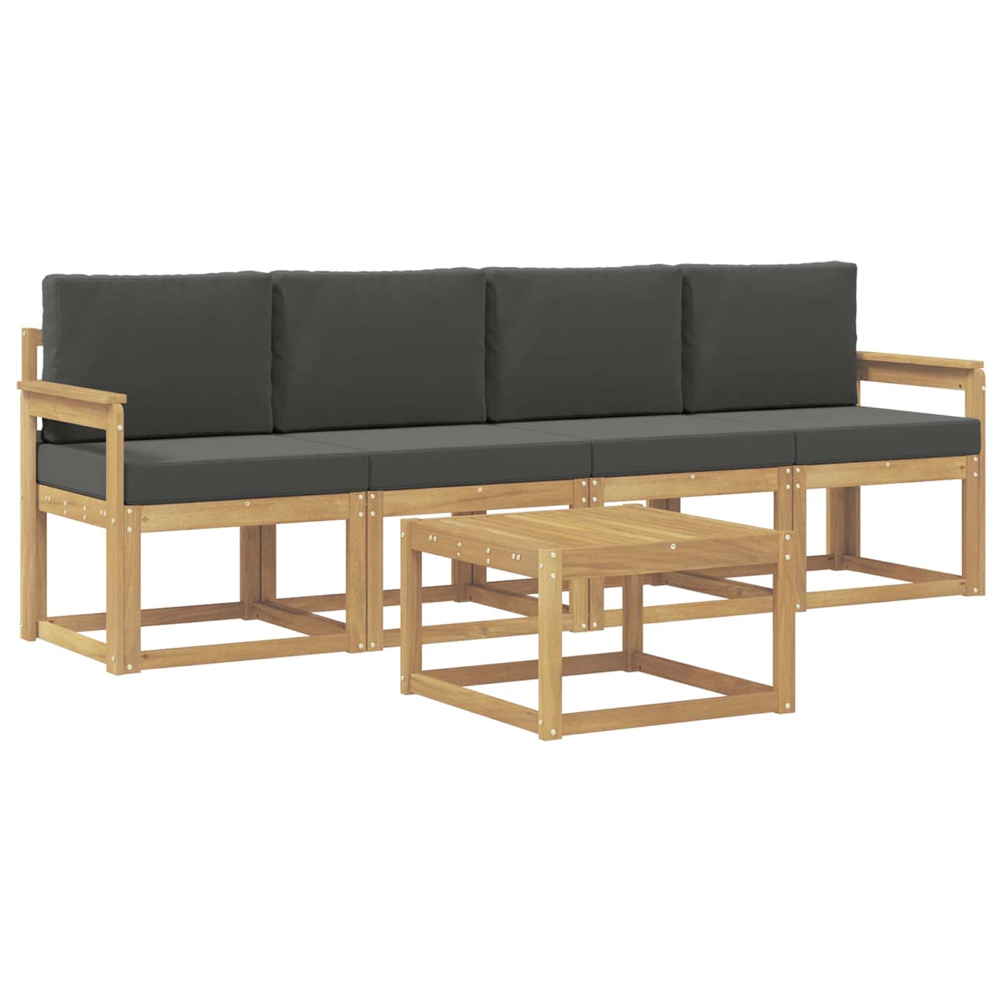 vidaXL Σειρά Καναπέ Εξωτερικού με μαξιλάρι 5 pcs Άσπρο και Ανθρακί