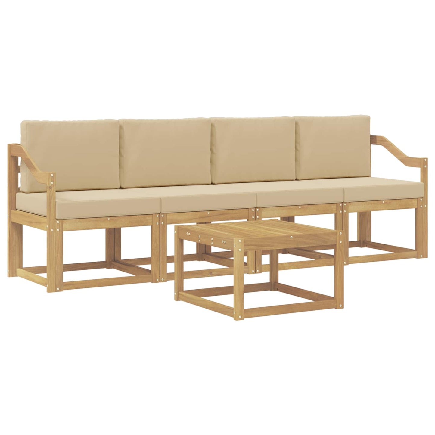 vidaXL Σειρά Καναπέ Εξωτερικού με μαξιλάρι 5 pcs Λευκό και Μπεζ