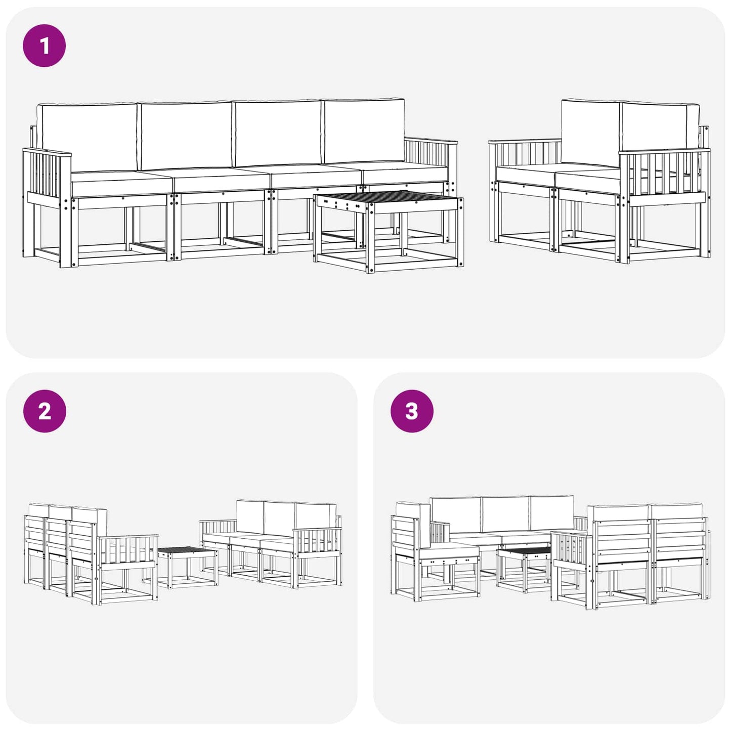 vidaXL Σειρά Καναπέ Εξωτερικού με μαξιλάρι 7 pcs Άσπρο και Ανθρακί
