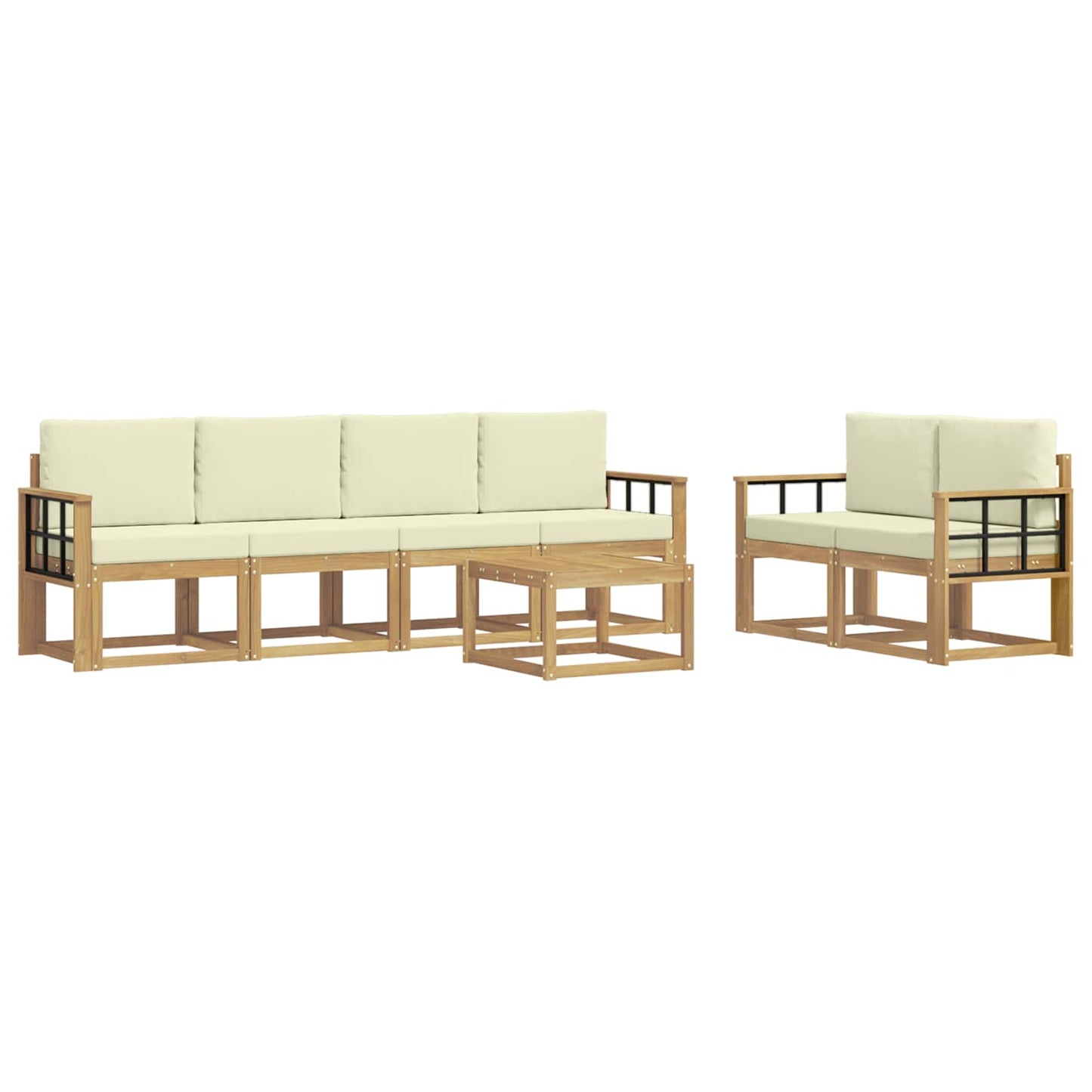 vidaXL Σειρά Καναπέ Εξωτερικού με μαξιλάρι 7 pcs Λευκό και Κρεμ