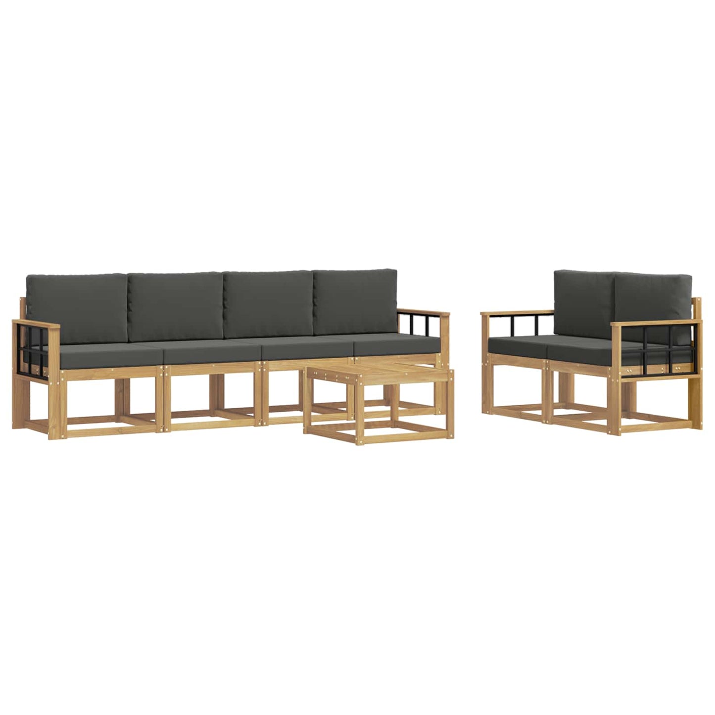 vidaXL Σειρά Καναπέ Εξωτερικού με μαξιλάρι 7 pcs Άσπρο και Ανθρακί
