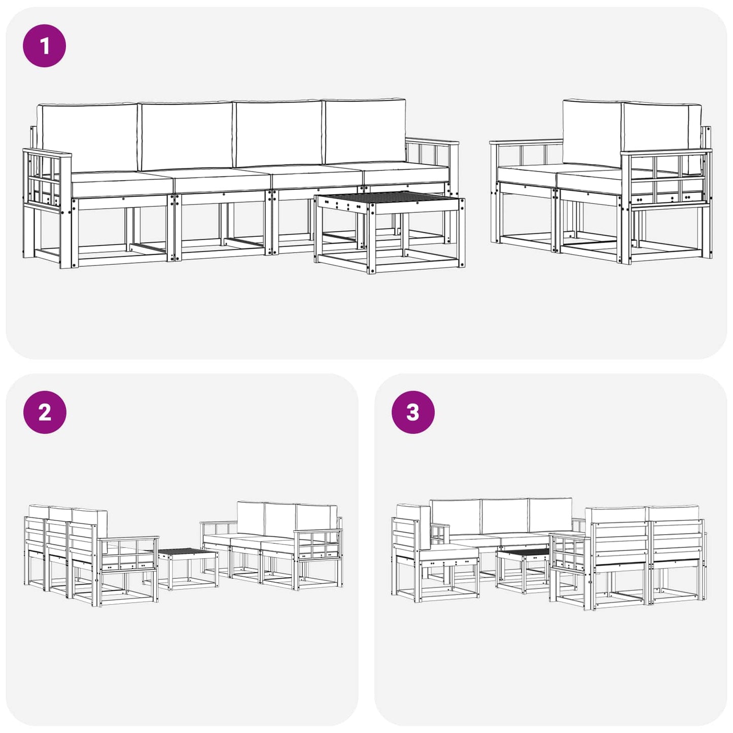 vidaXL Σειρά Καναπέ Εξωτερικού με μαξιλάρι 7 pcs Άσπρο και Ανθρακί