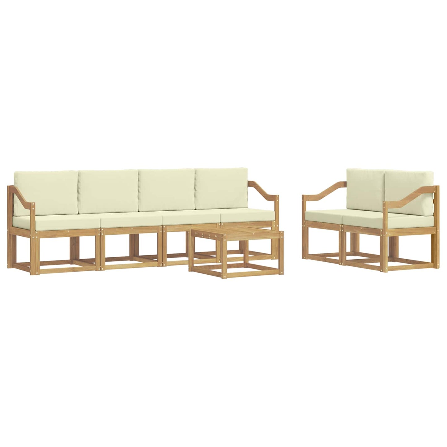 vidaXL Σειρά Καναπέ Εξωτερικού με μαξιλάρι 7 pcs Λευκό και Κρεμ