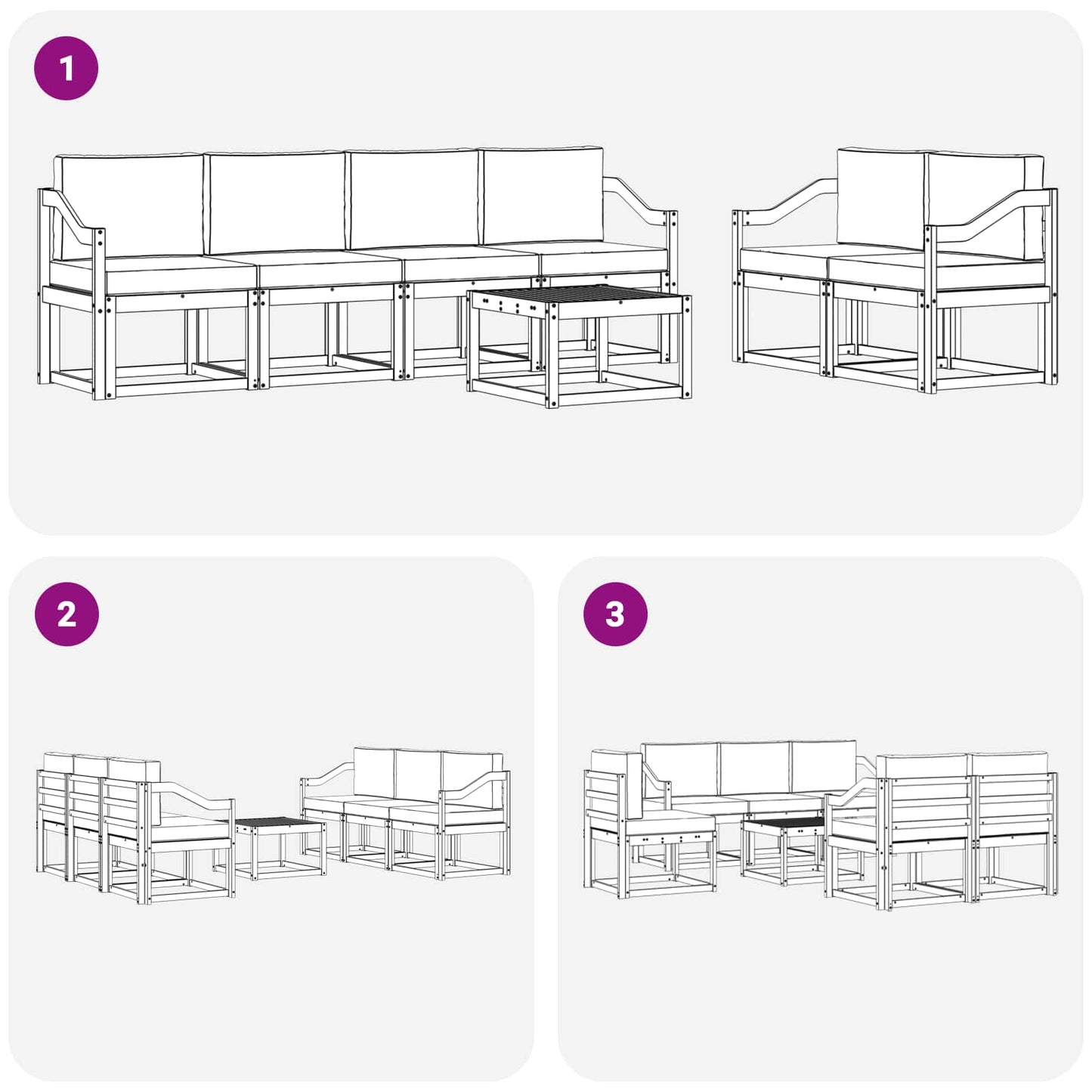 vidaXL Σειρά Καναπέ Εξωτερικού με μαξιλάρι 7 pcs Λευκό και Κρεμ