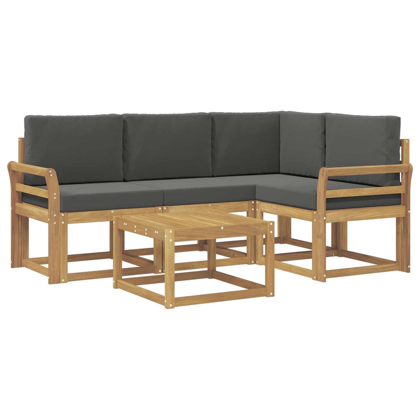 vidaXL Σειρά Καναπέ Εξωτερικού με μαξιλάρι 5 pcs Άσπρο και Ανθρακί