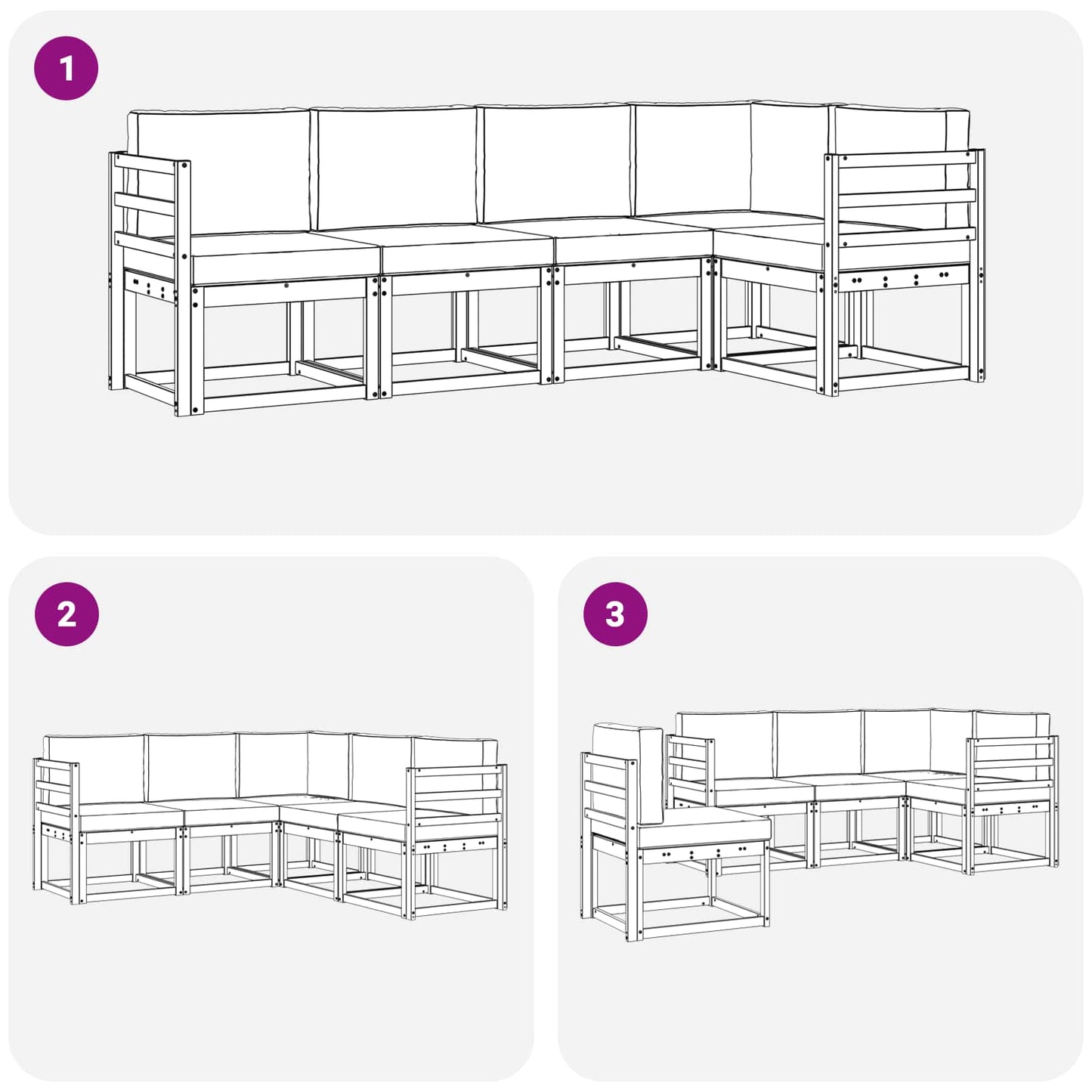 vidaXL Σειρά Καναπέ Εξωτερικού 5 pcs Λευκό και Ανοιχτό Γκρι