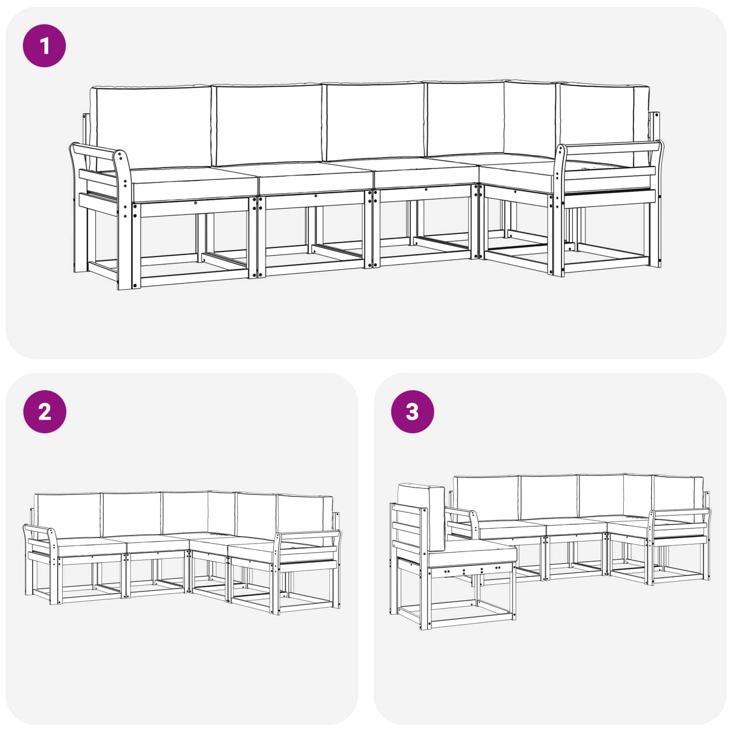 vidaXL Σειρά Καναπέ Εξωτερικού 5 pcs Λευκό και Ανοιχτό Γκρι