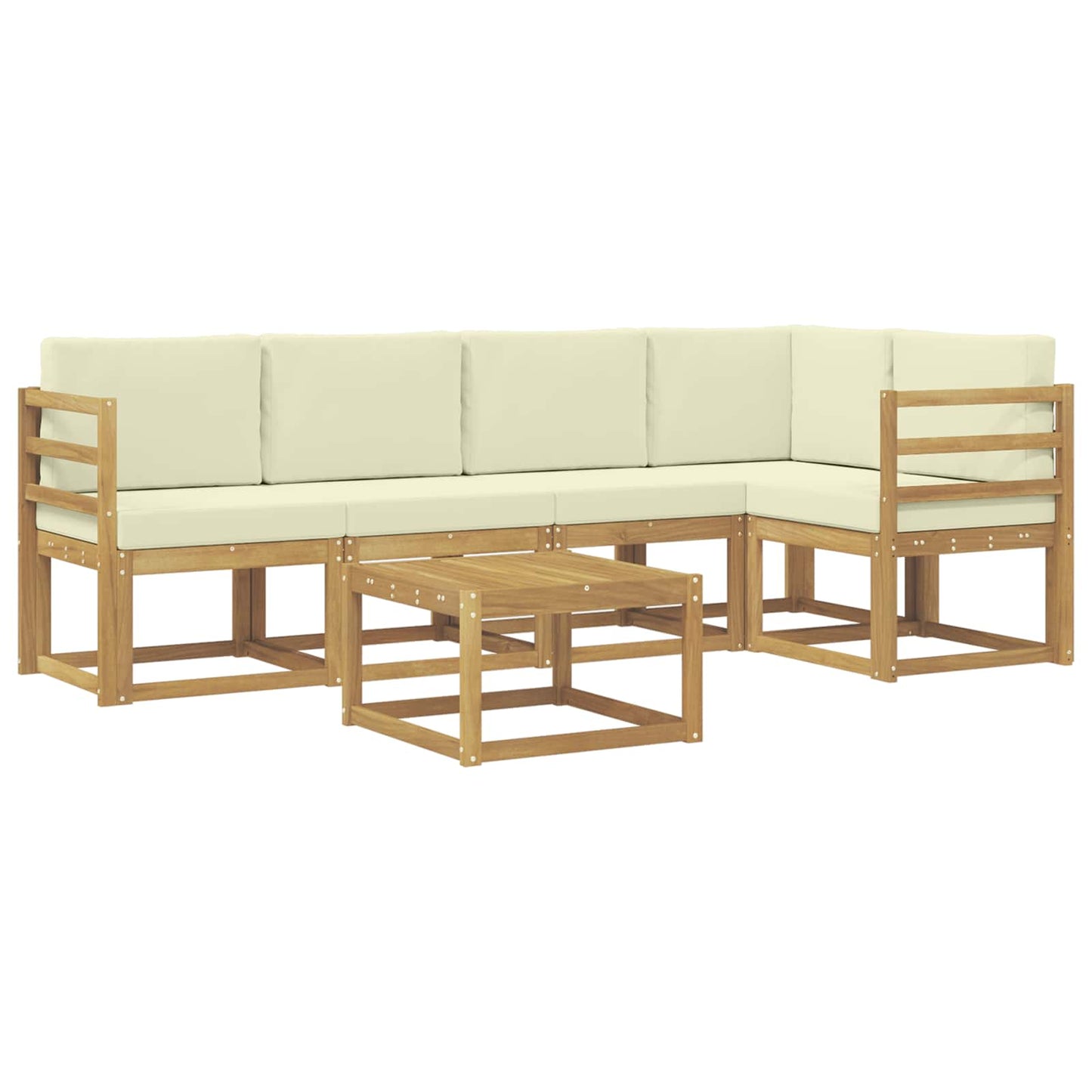 vidaXL Σειρά Καναπέ Εξωτερικού με μαξιλάρι 6 pcs Λευκό και Κρεμ