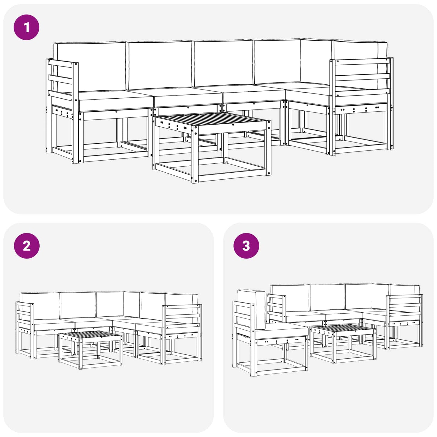 vidaXL Σειρά Καναπέ Εξωτερικού με μαξιλάρι 6 pcs Λευκό και Κρεμ