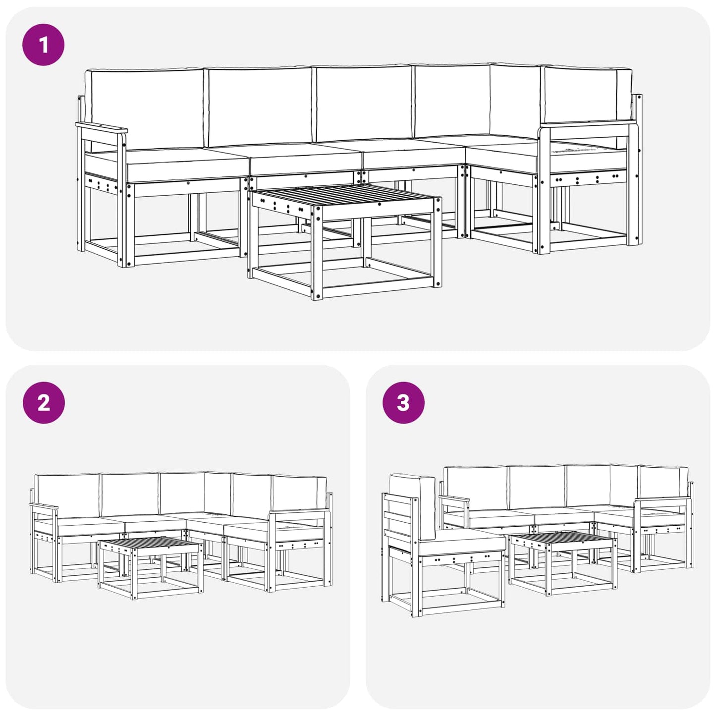 vidaXL Σειρά Καναπέ Εξωτερικού με μαξιλάρι 6 pcs Λευκό και Κρεμ