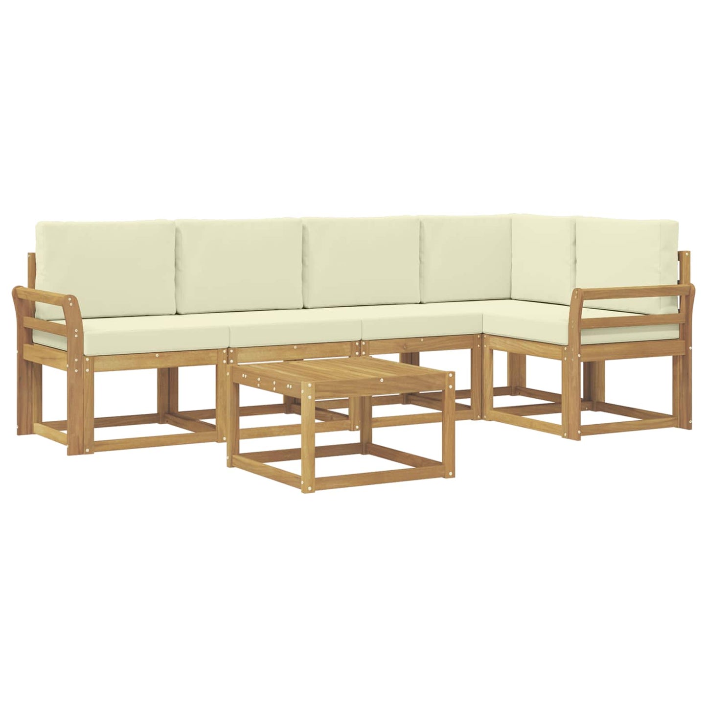 vidaXL Σειρά Καναπέ Εξωτερικού με μαξιλάρι 6 pcs Λευκό και Κρεμ