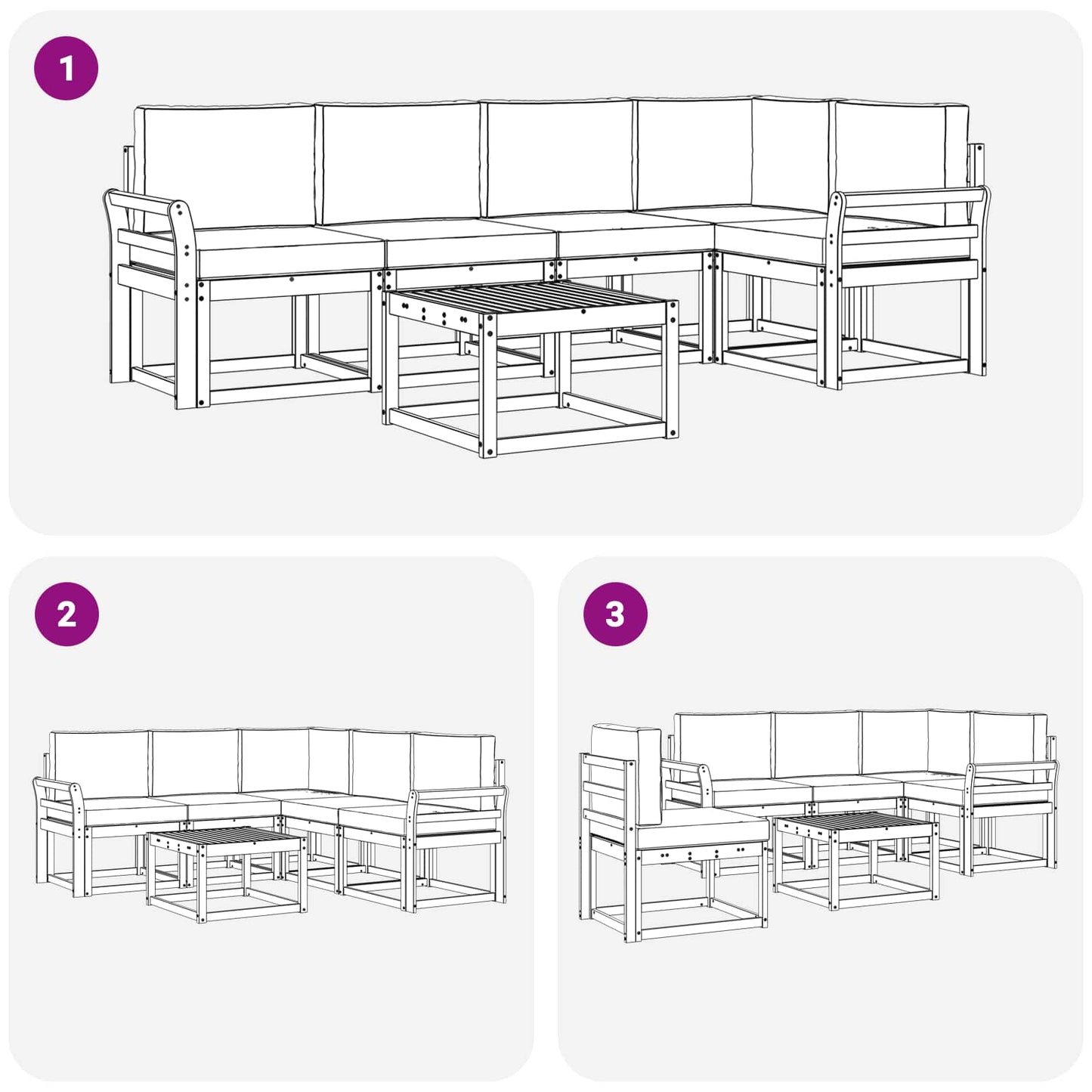vidaXL Σειρά Καναπέ Εξωτερικού με μαξιλάρι 6 pcs Άσπρο και Ανθρακί