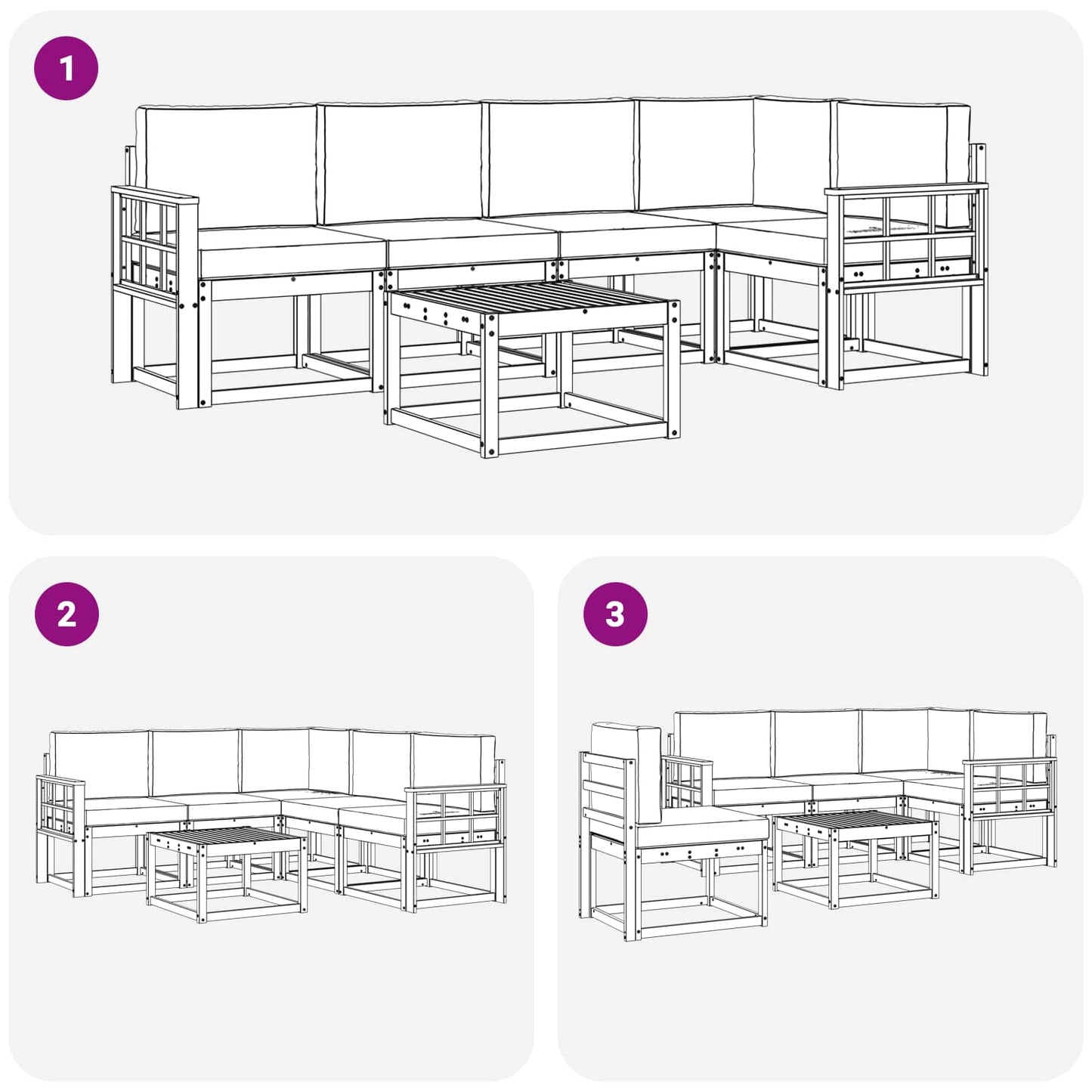 vidaXL Σειρά Καναπέ Εξωτερικού με μαξιλάρι 6 pcs Λευκό και Κρεμ