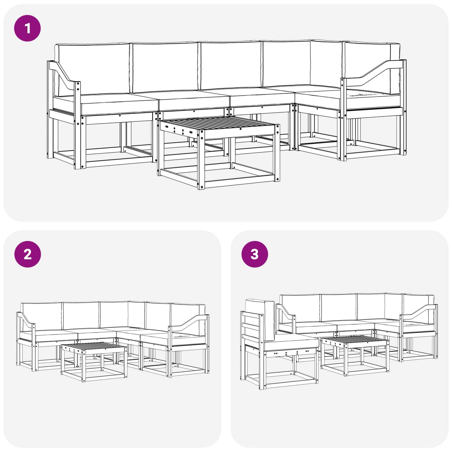 vidaXL Σειρά Καναπέ Εξωτερικού με μαξιλάρι 6 pcs Άσπρο και Ανθρακί