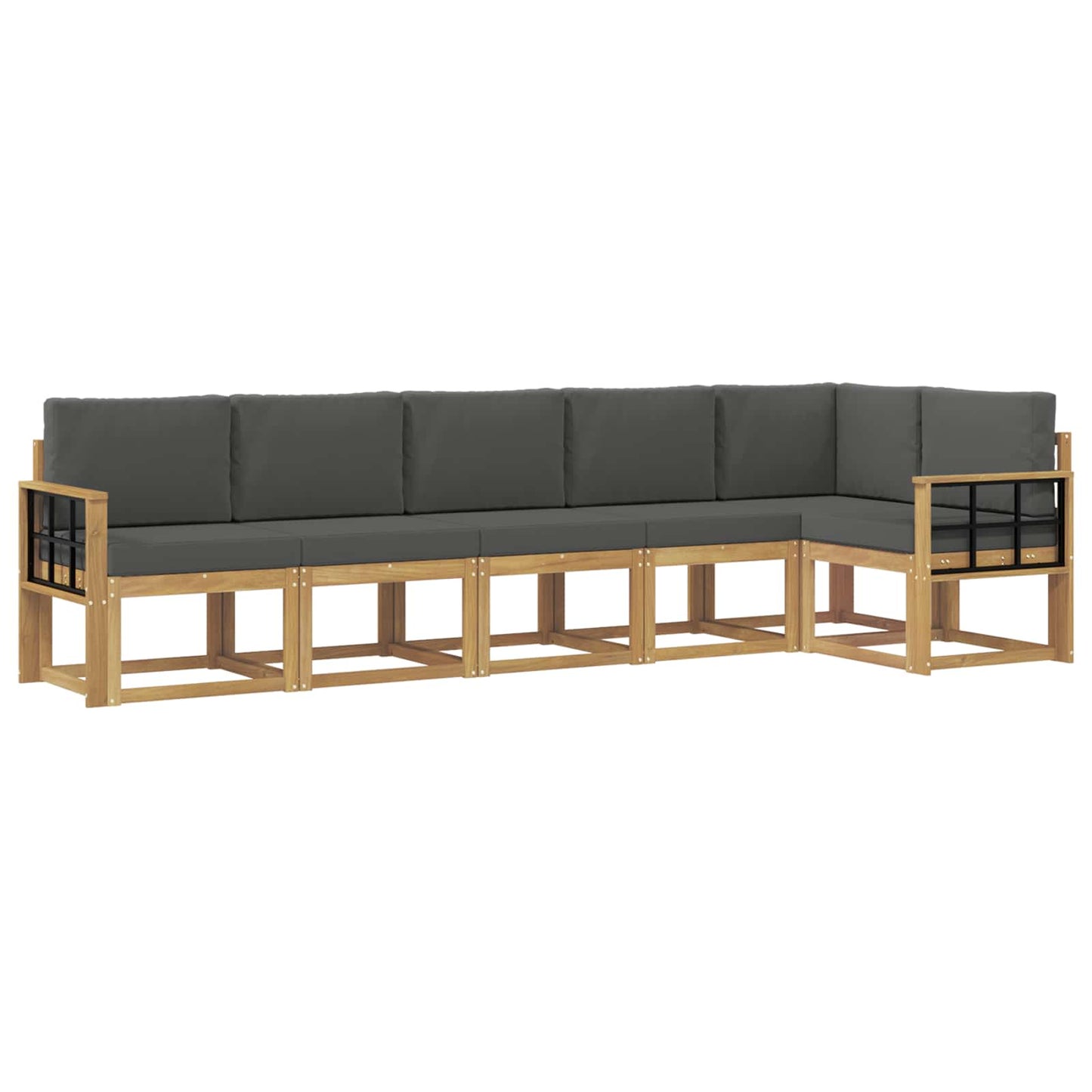vidaXL Σειρά Καναπέ Εξωτερικού 6 pcs Άσπρο και Ανθρακί Πολυεστέρας