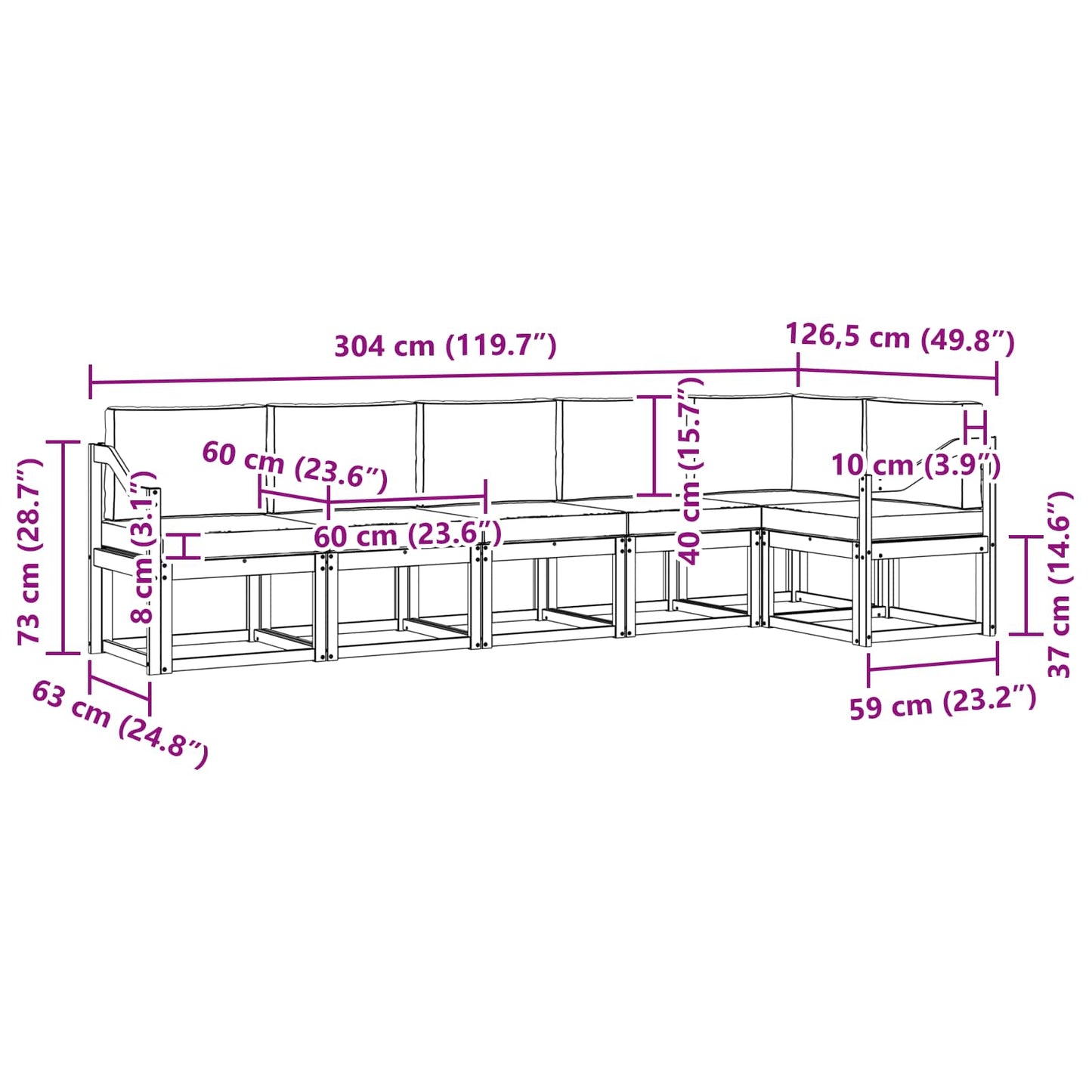 vidaXL Σειρά Καναπέ Εξωτερικού 6 pcs Άσπρο και Ανθρακί Πολυεστέρας