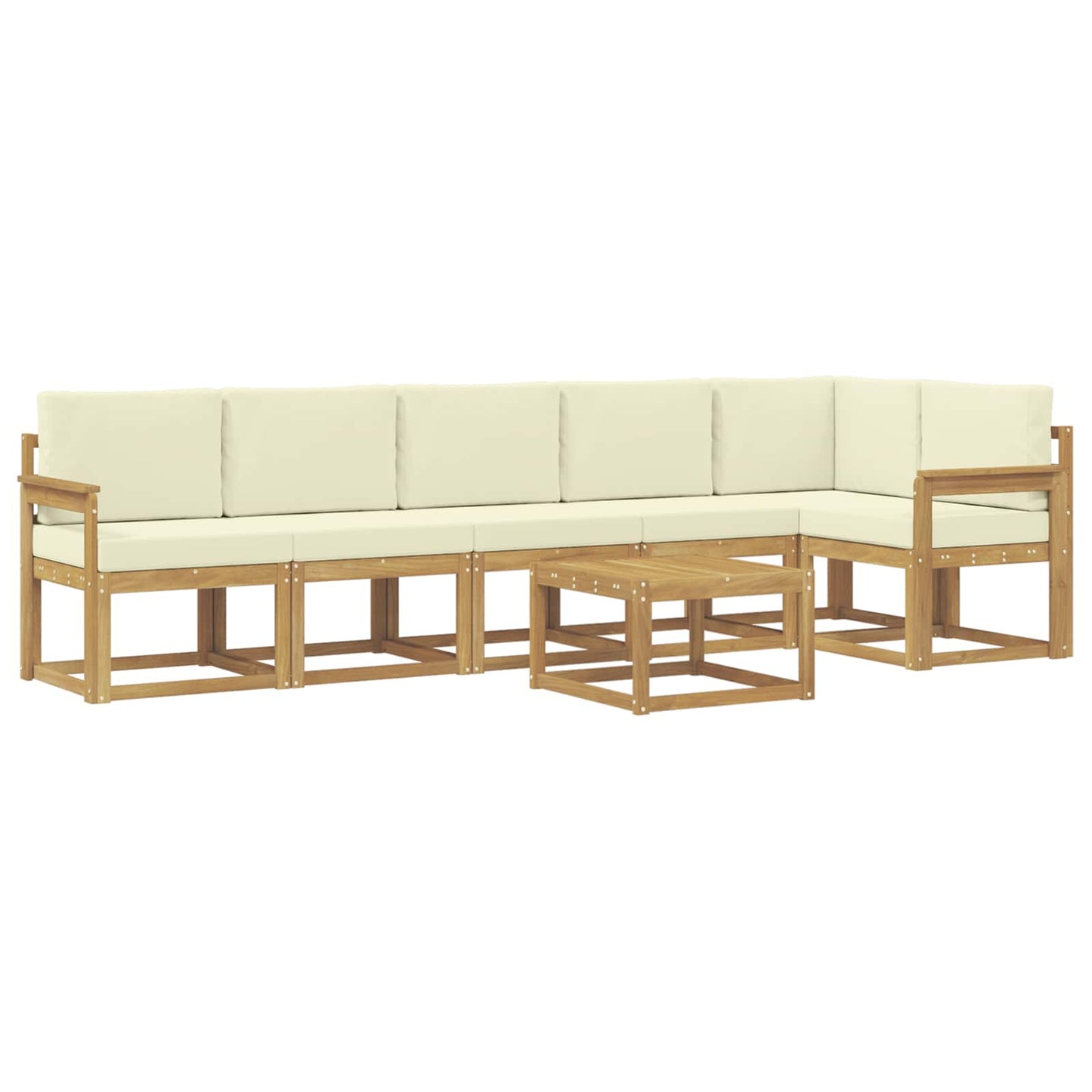 vidaXL Σειρά Καναπέ Εξωτερικού 7 pcs Λευκό και Κρεμ Πολυεστέρας