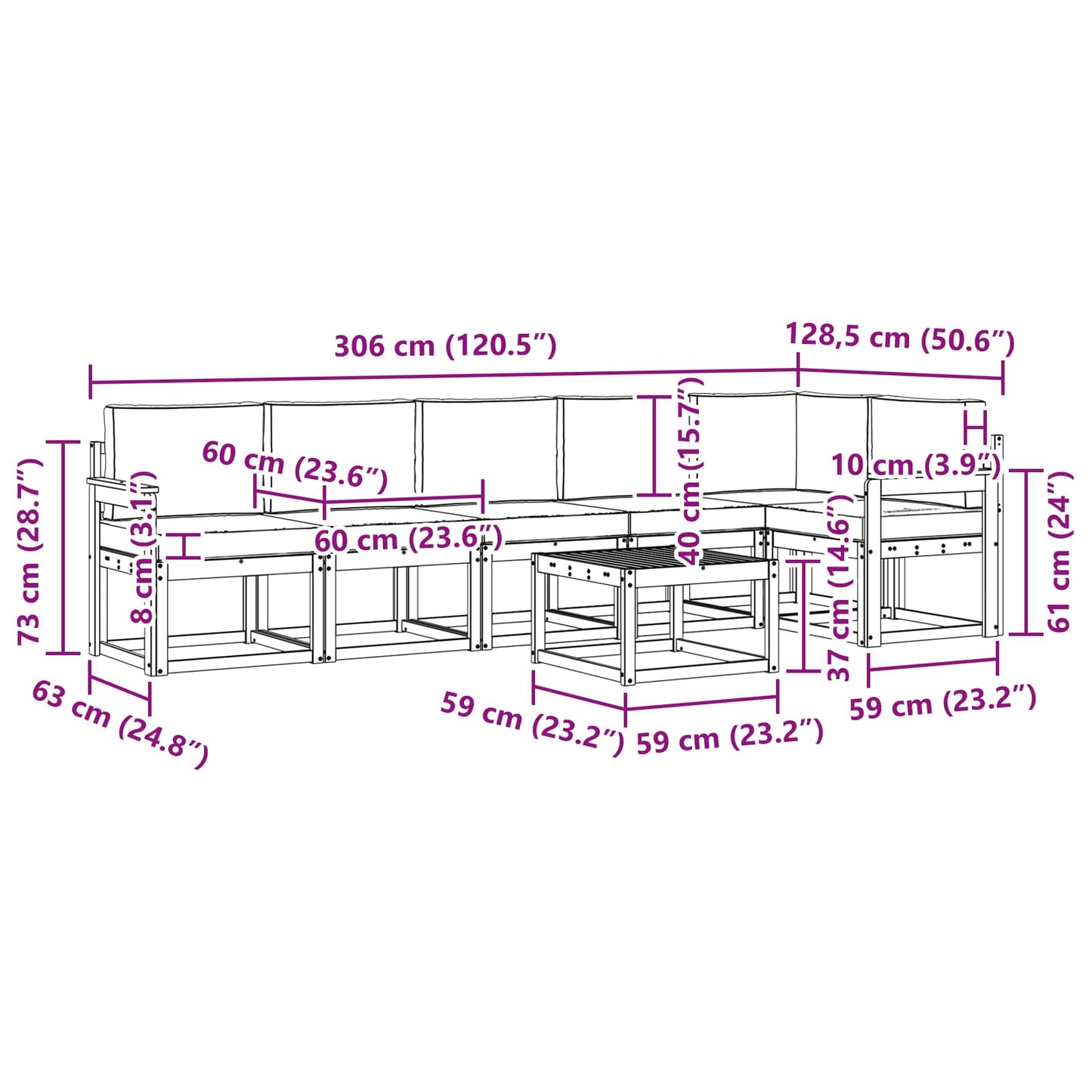 vidaXL Σειρά Καναπέ Εξωτερικού 7 pcs Λευκό και Κρεμ Πολυεστέρας