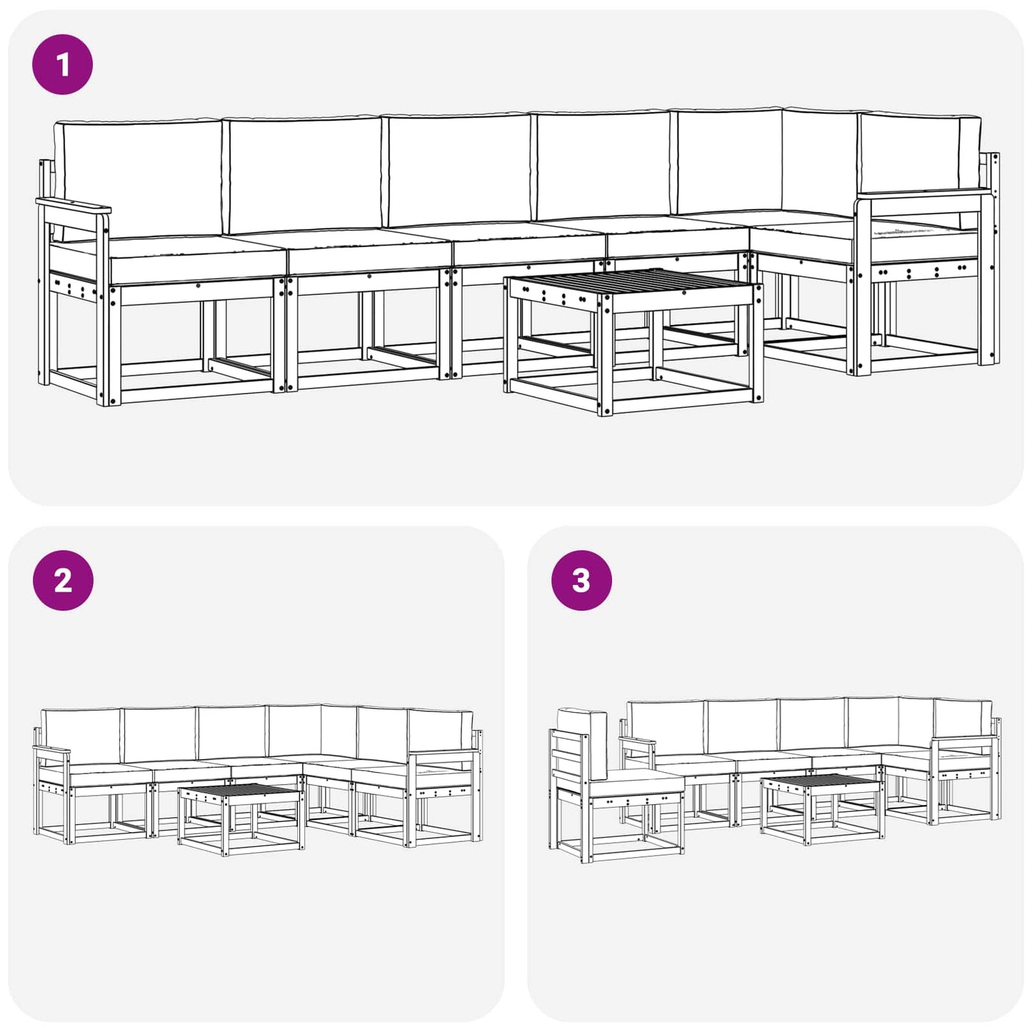 vidaXL Σειρά Καναπέ Εξωτερικού 7 pcs Λευκό και Κρεμ Πολυεστέρας