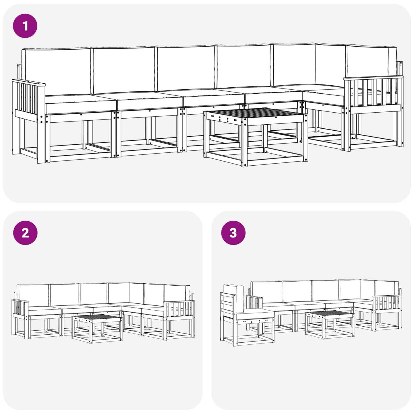vidaXL Σειρά Καναπέ Εξωτερικού 7 τμχ. Λευκό και Κρεμ Πολυεστέρας