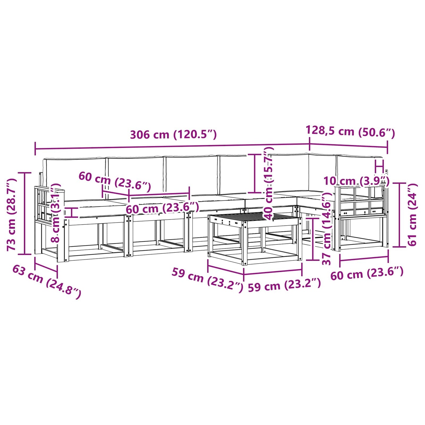vidaXL Σειρά Καναπέ Εξωτερικού 7 pcs Άσπρο και Ανθρακί Πολυεστέρας