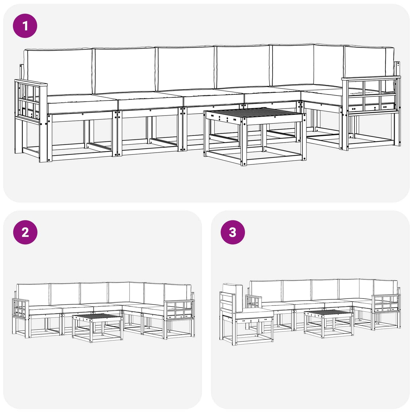 vidaXL Σειρά Καναπέ Εξωτερικού 7 pcs Άσπρο και Ανθρακί Πολυεστέρας