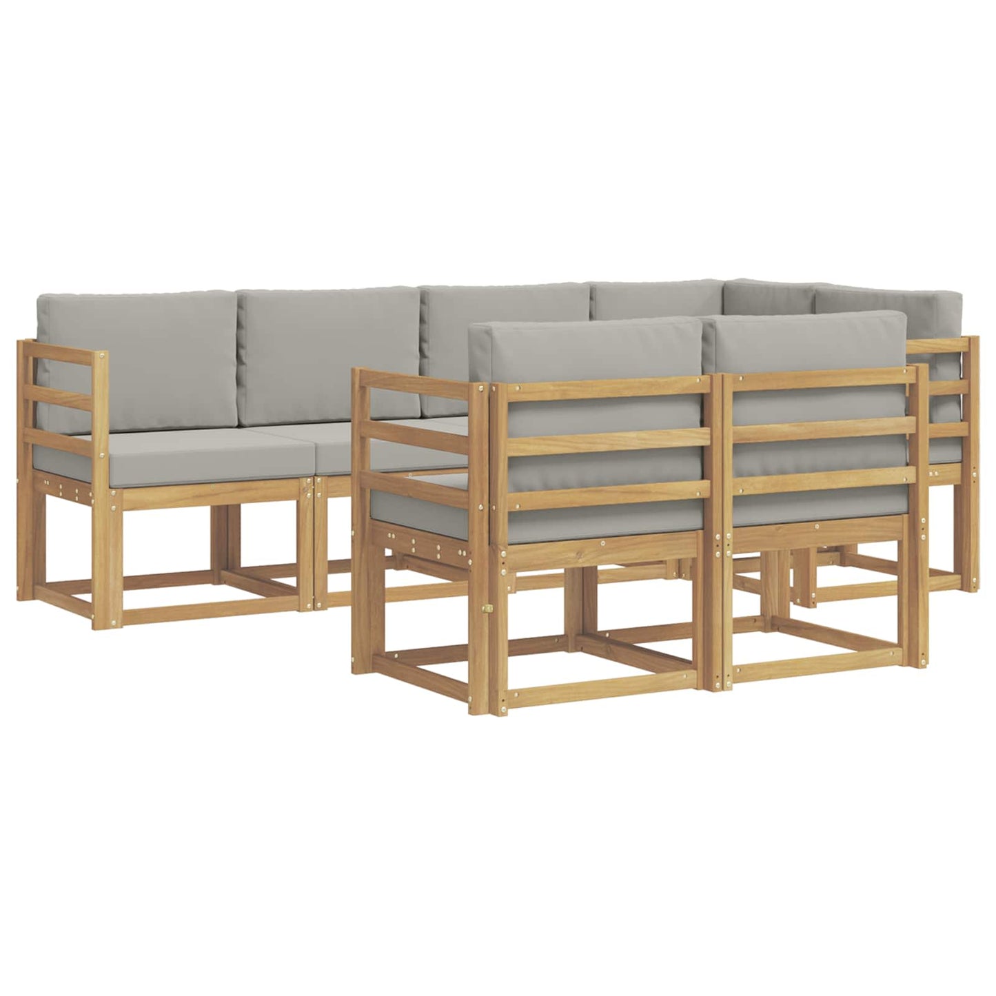 vidaXL Σειρά Καναπέ Εξωτερικού 7 pcs Λευκό και Ανοιχτό Γκρι