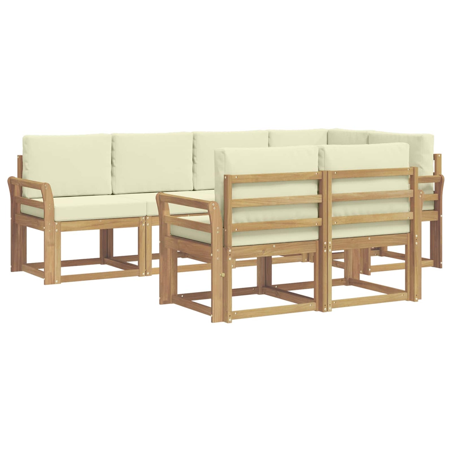 vidaXL Σειρά Καναπέ Εξωτερικού 7 pcs Λευκό και Κρεμ Πολυεστέρας