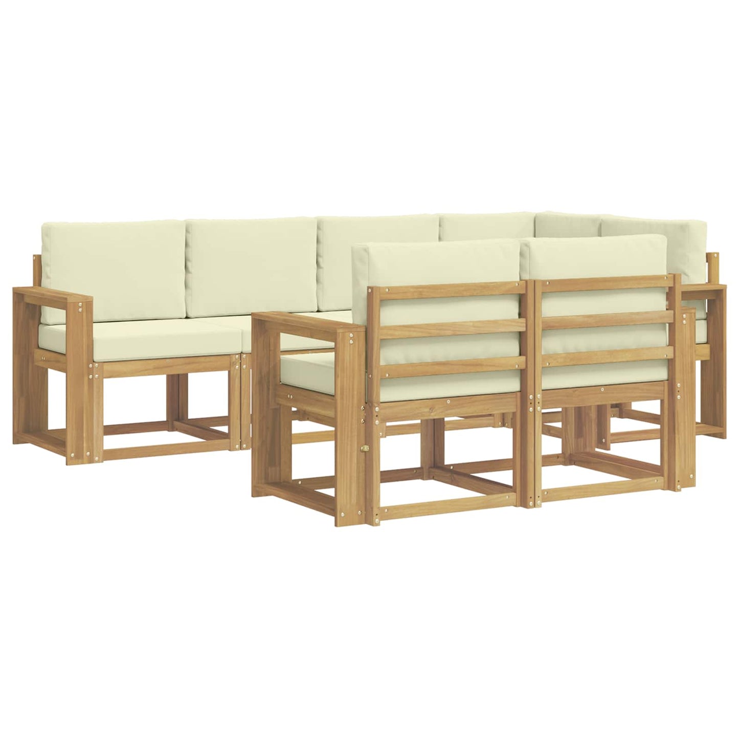 vidaXL Σειρά Καναπέ Εξωτερικού 7 pcs Λευκό και Κρεμ Πολυεστέρας
