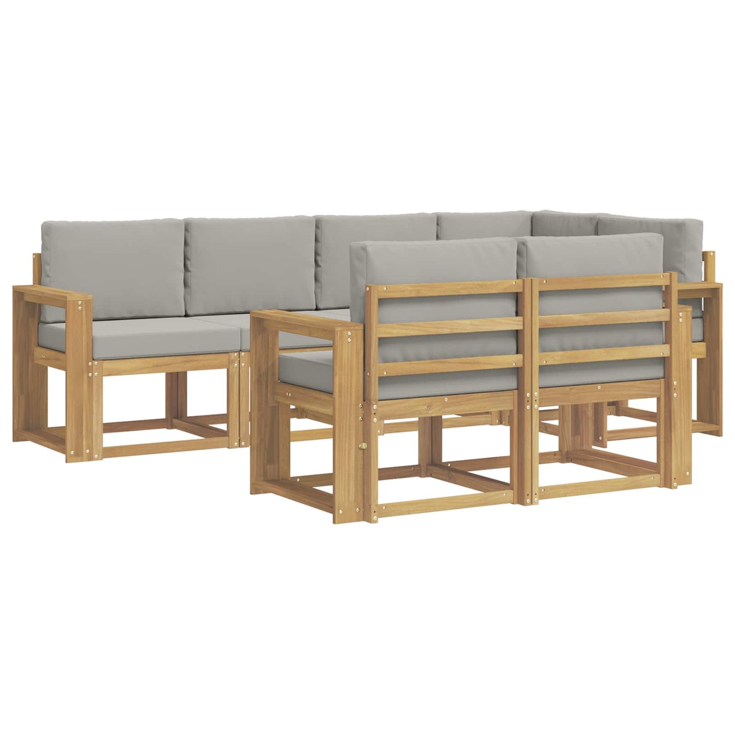 vidaXL Σειρά Καναπέ Εξωτερικού 7 pcs Λευκό και Ανοιχτό Γκρι