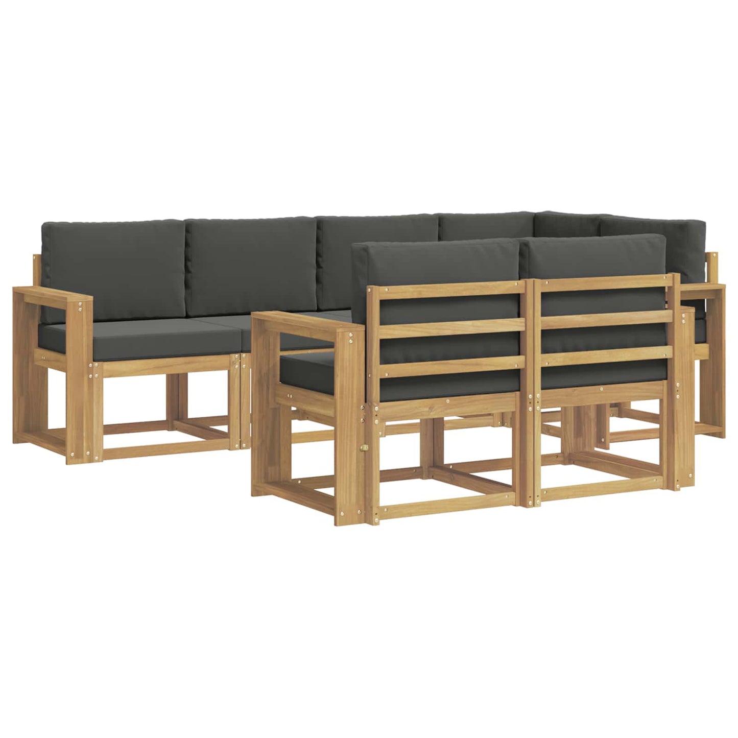 vidaXL Σειρά Καναπέ Εξωτερικού 7 pcs Άσπρο και Ανθρακί Πολυεστέρας