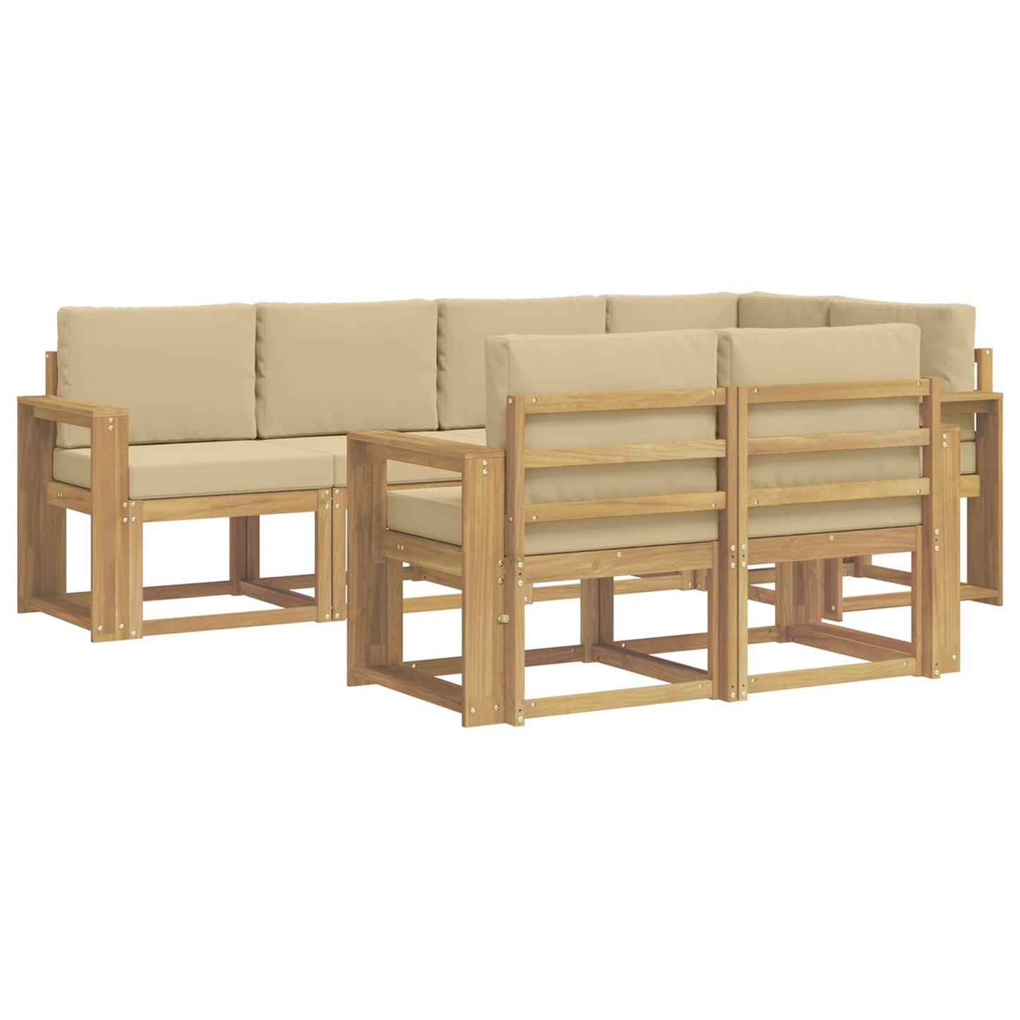 vidaXL Σειρά Καναπέ Εξωτερικού 7 pcs Λευκό και Μπεζ Πολυεστέρας